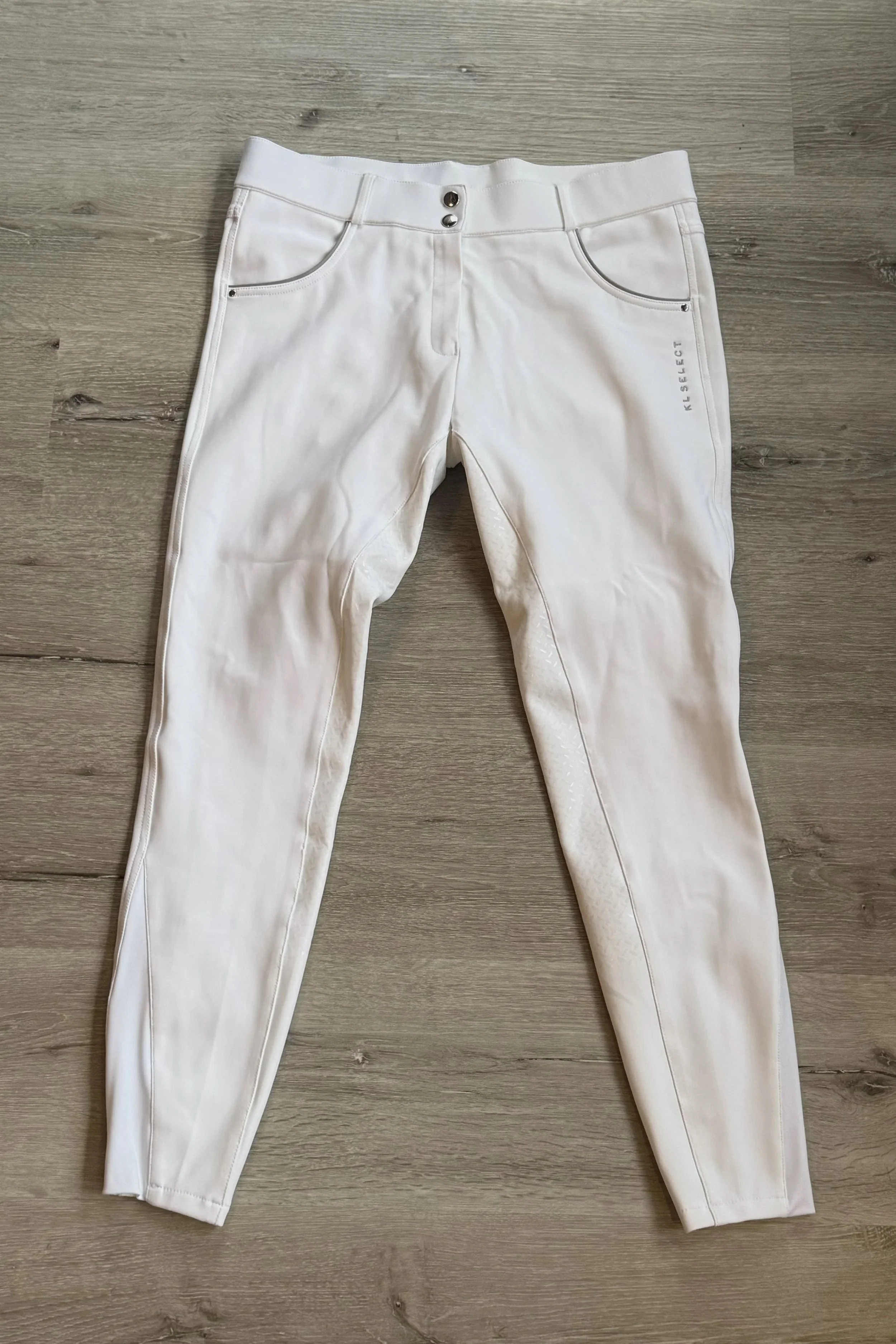 KL Select Gabrielle Full Seat Breech In White/Grey - 32R