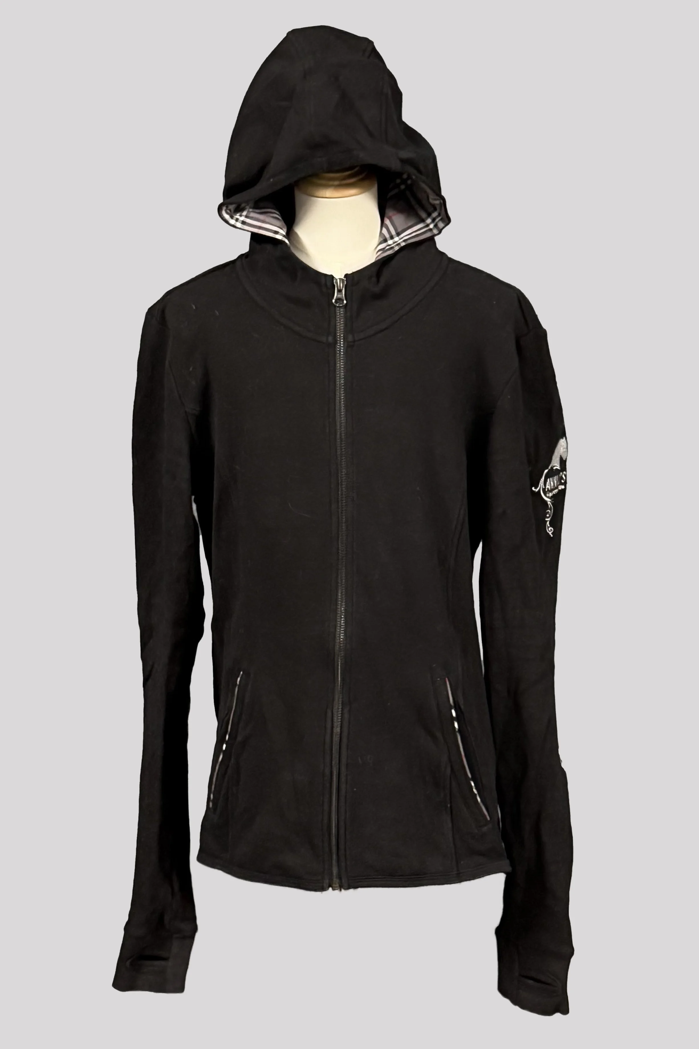 Annie's Equestrian Full Zip Jacket In Black & Grey Plaid - XL