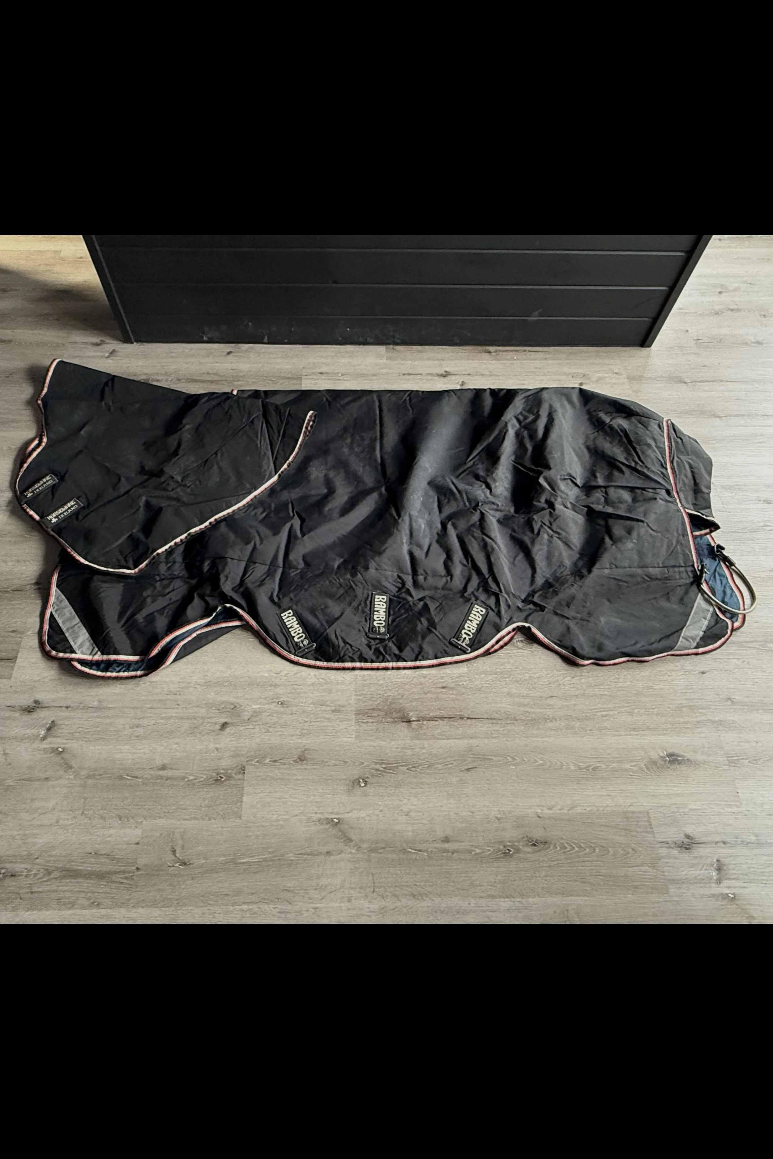 Horseware Rambo Supreme 420G Turnout In Black With Orange Trim - 78"