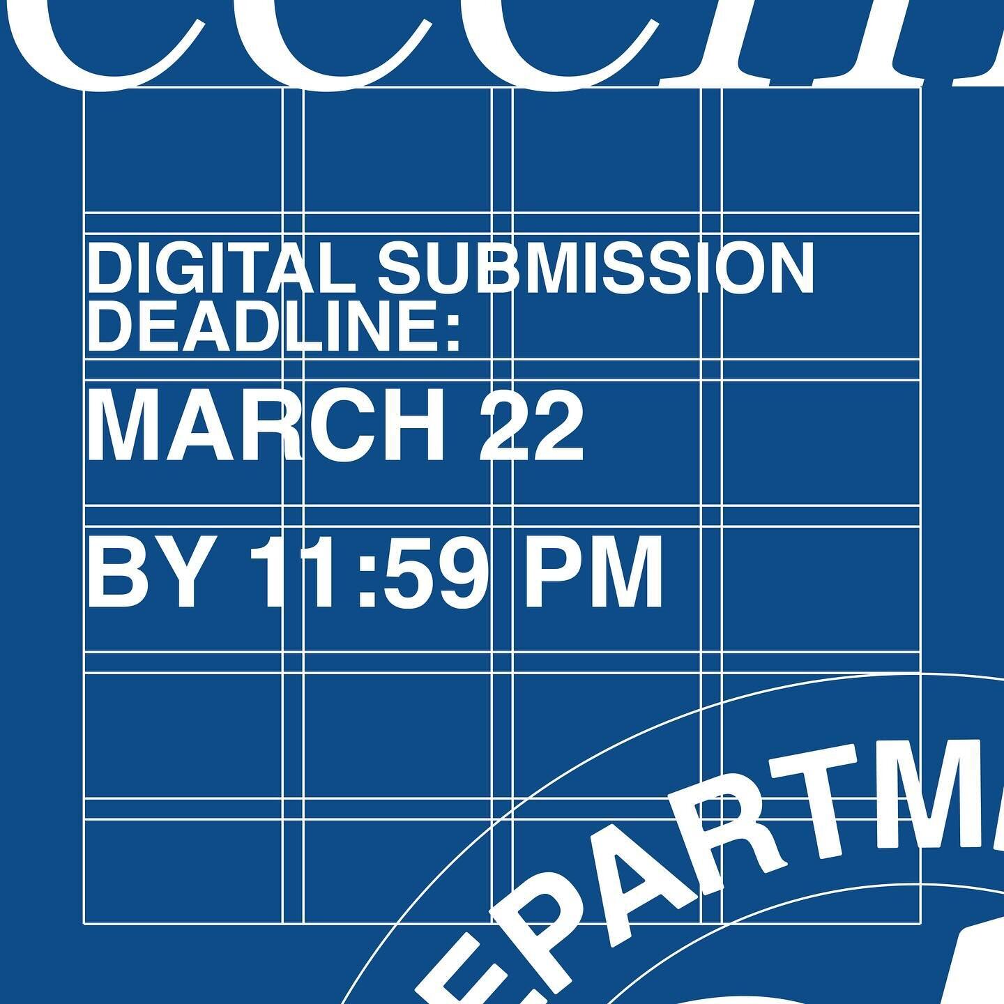 Reminder! Digital Submission for Department 24 is this Friday, March 22. Please read up on canvas and come to our informational zoom workshop this Wednesday if you haven&rsquo;t yet. 

Thank you guys for keeping up with our graphic design manifest sh