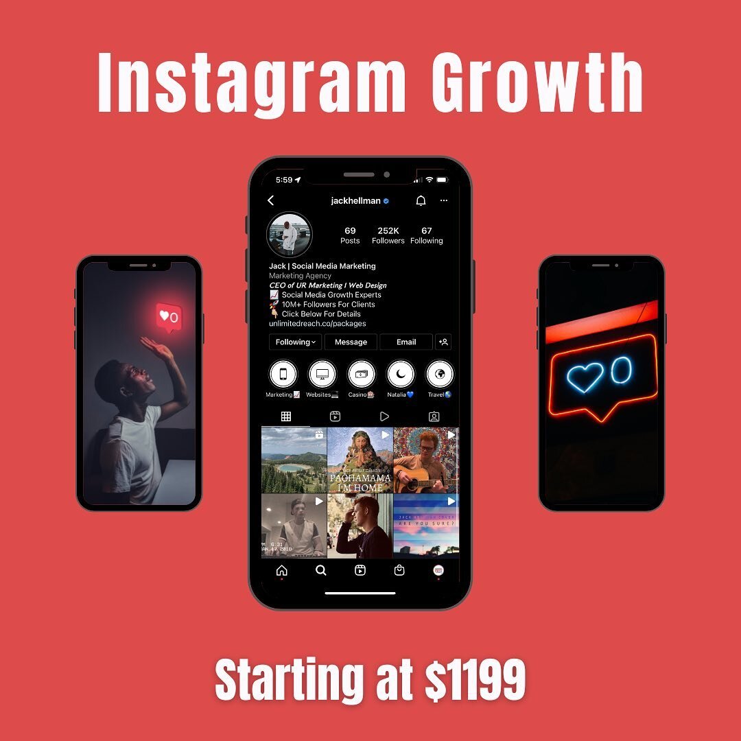 📊 Increase your engagement, sales, and traffic with @unlimitedreachllc . Figure out how the Instagram Algorithm works with us and make the most out of it!

📈 The major social media platforms (we work on) are Instagram, Facebook, YouTube, Spotify, a