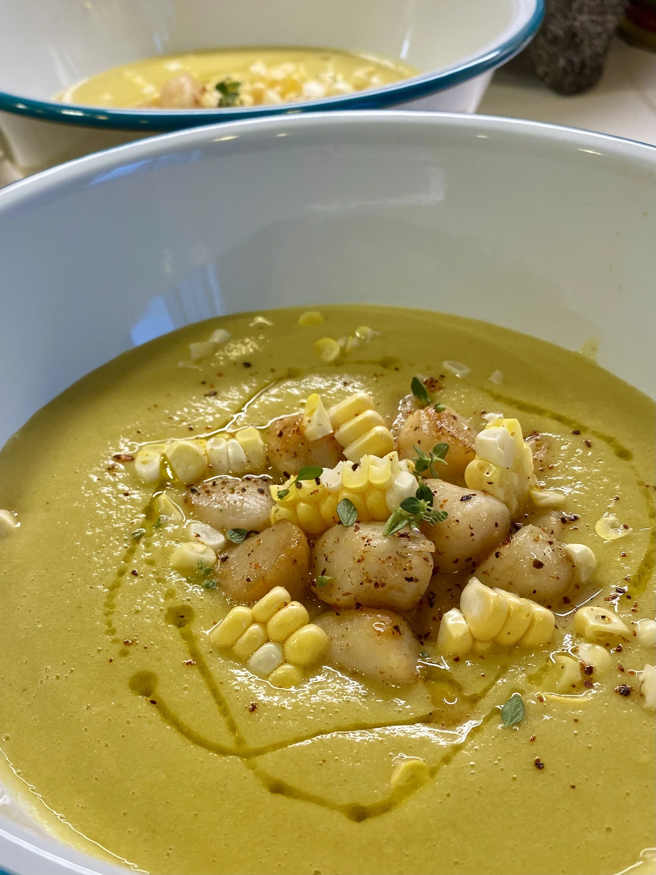 Foodwise Farmer's Market recipe feature. G & S Farms sweet corn and scallops. San Francisco, California