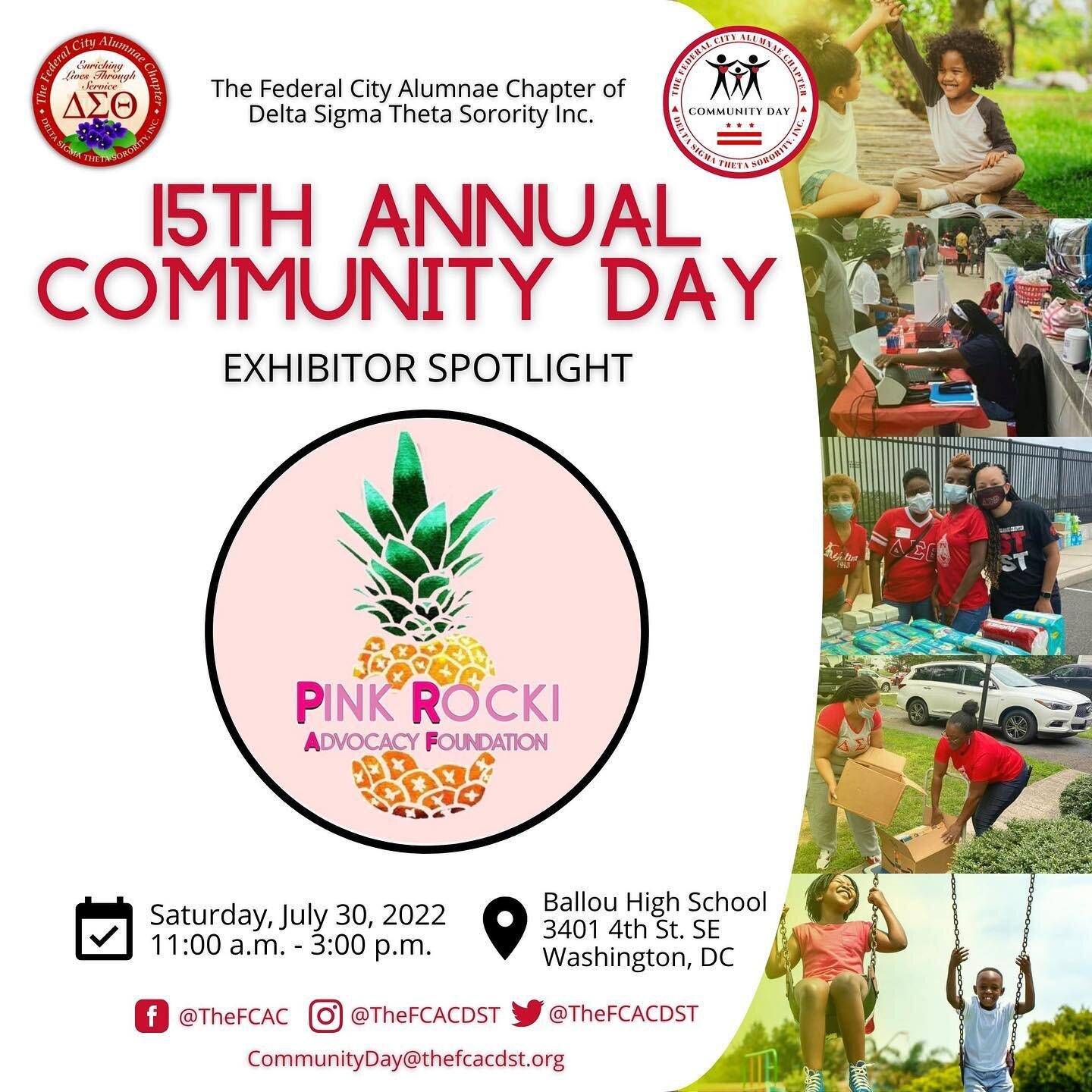 Come Out To @thefcacdst Community Day 
PINK ROCKI ADVOCACY FOUNDATION will be there 
July 30, 2022!
