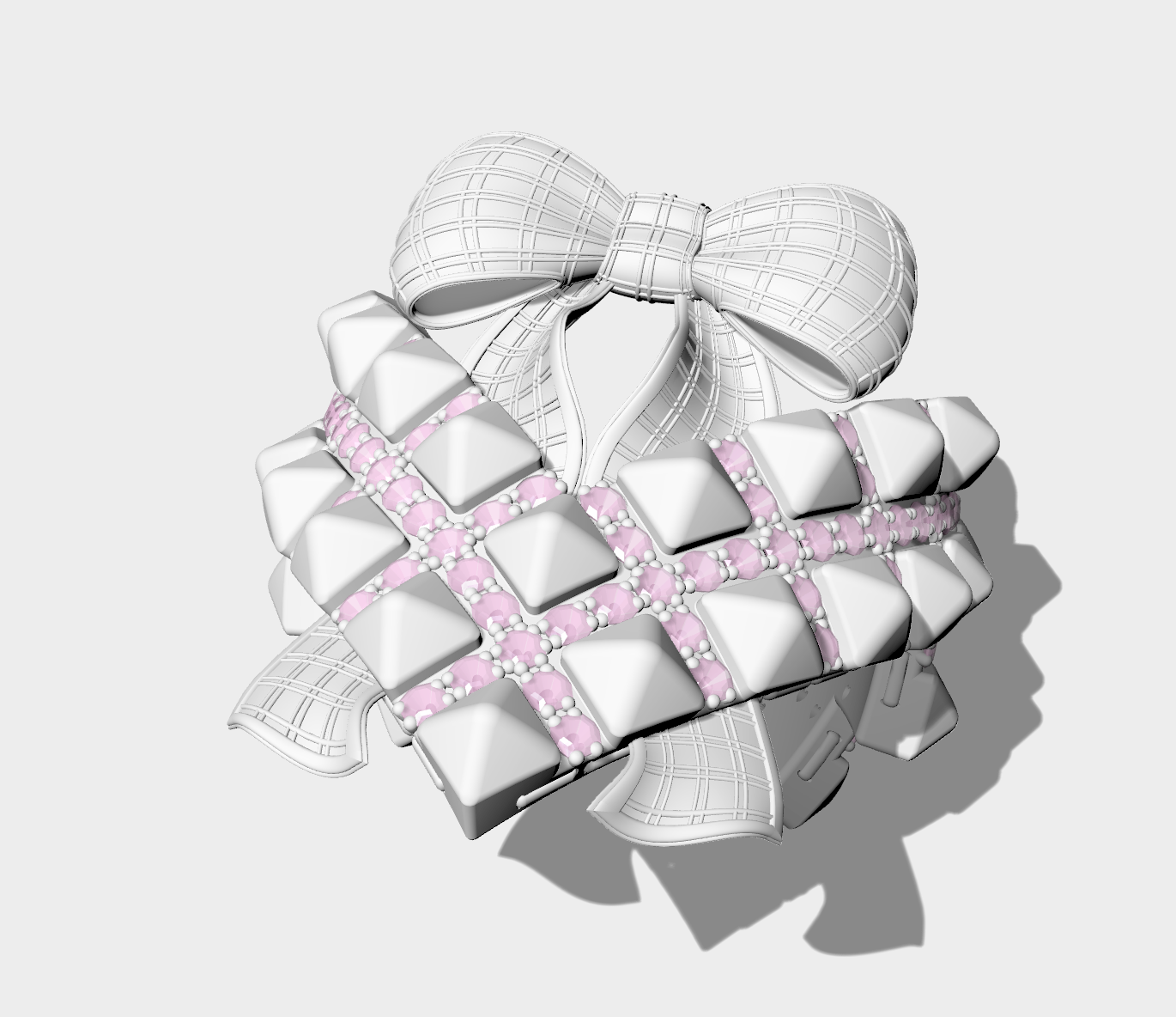 Bow and Studs ring, Rhino 3d, 2021