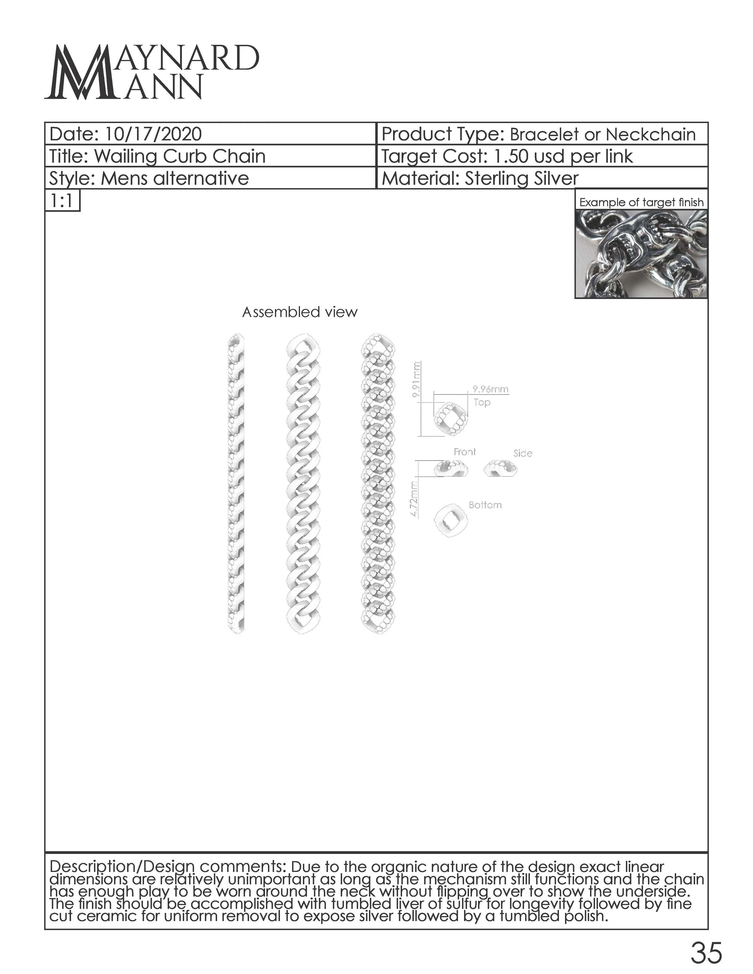 Wailing Chain Spec sheet, 2021