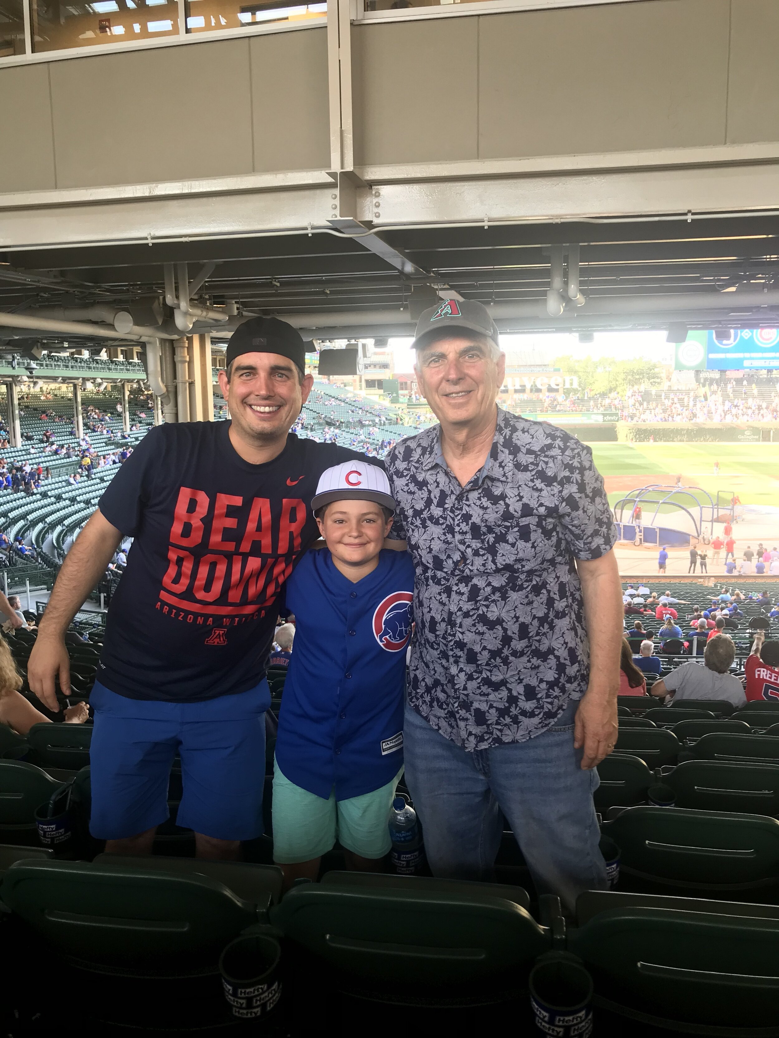 Ollie, Braden and I at Wrigley Field - Chicago, home of the Cubs