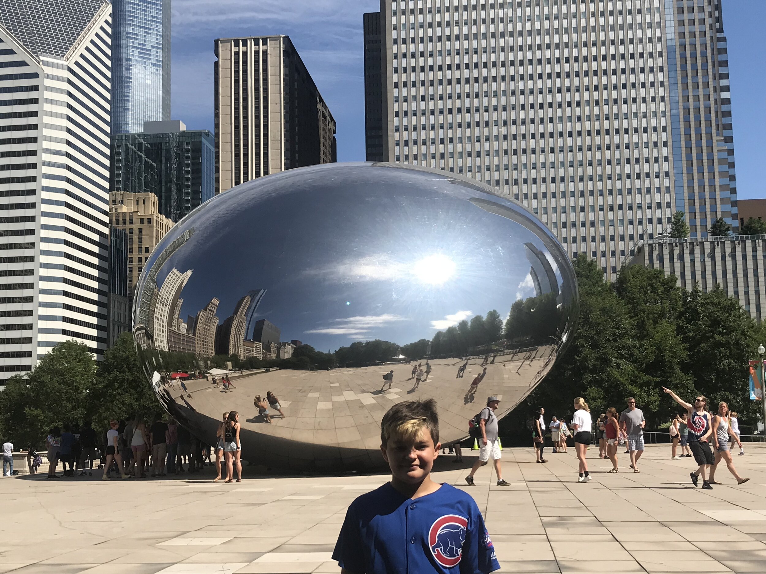 Ollie at the Egg before heading to Wrigley Field