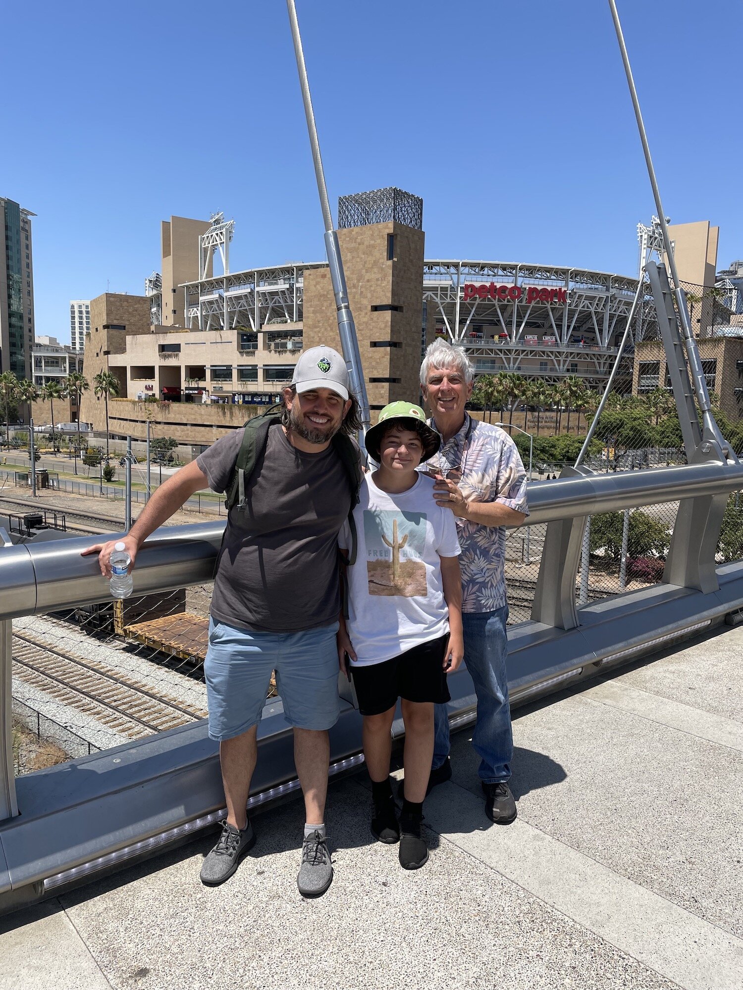 Ollie, Uncle Braden and I approaching Petco Park
