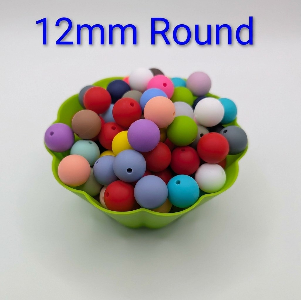 Rainbow Sprinkles Mini Pack – 8mm & 12mm Round Silicone Beads (10 or 20 Piece Scoop)