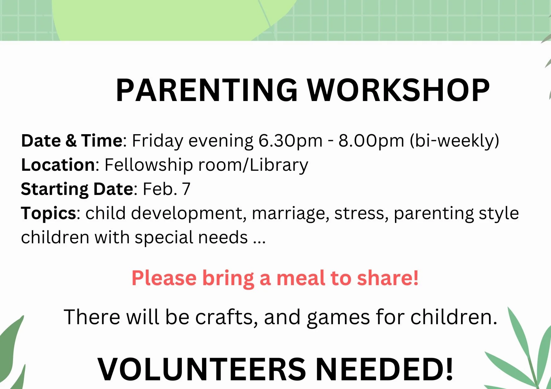 Parenting Workshops