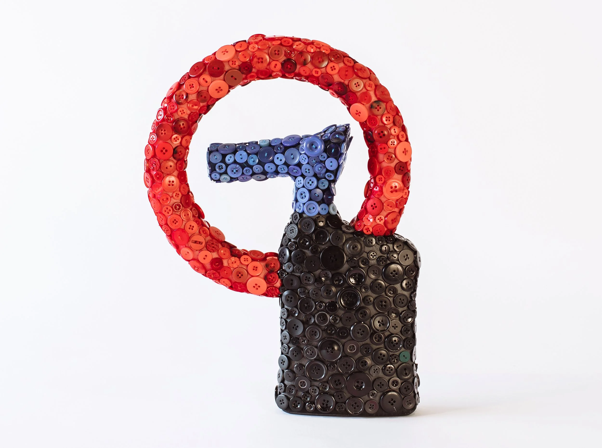 “Red-Circle Scout”
15 x 11 x 3in plastic bottle, organza, buttons 2021