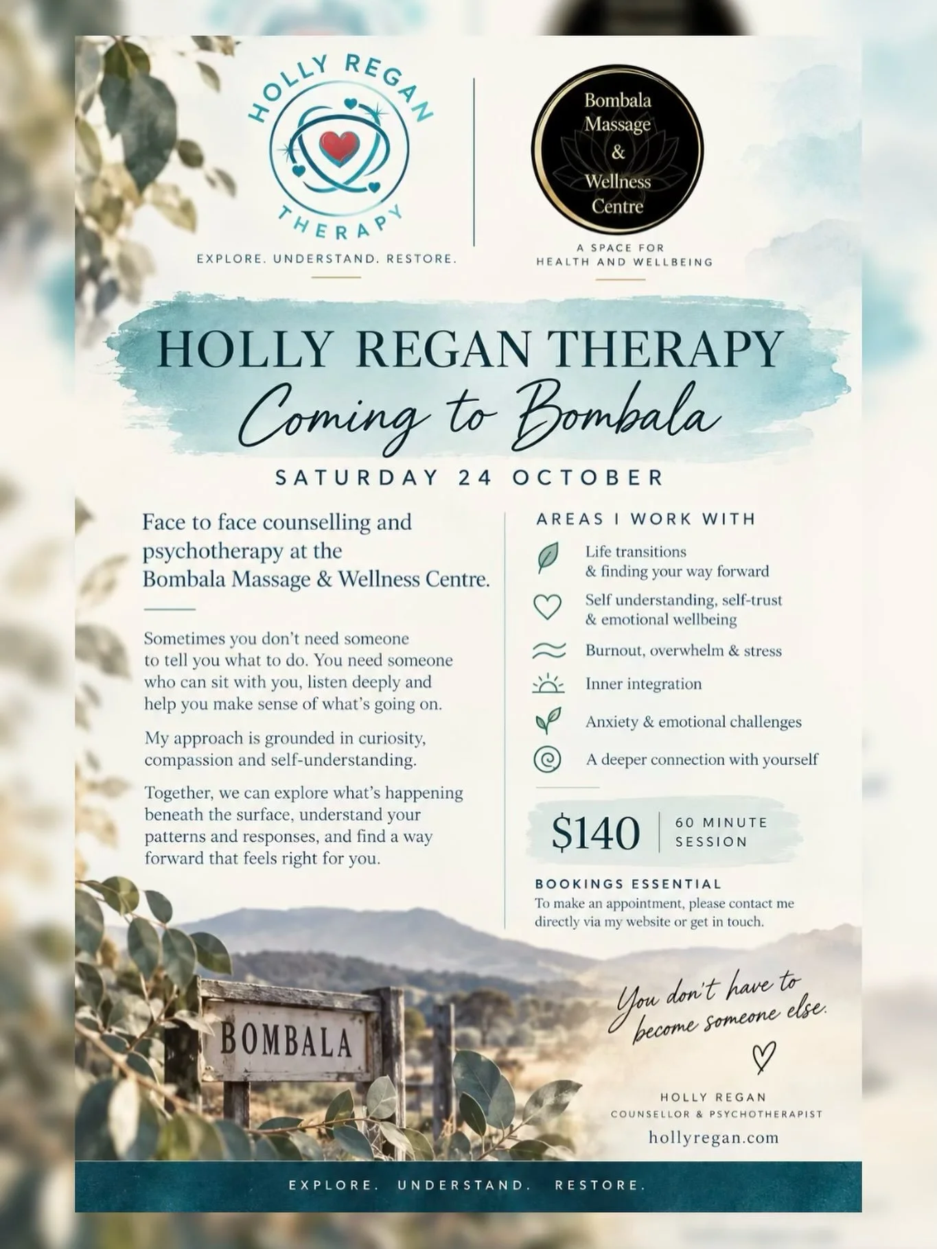 I&rsquo;m coming to Bombala! DM me to book at time. Looking forward to coming to town!