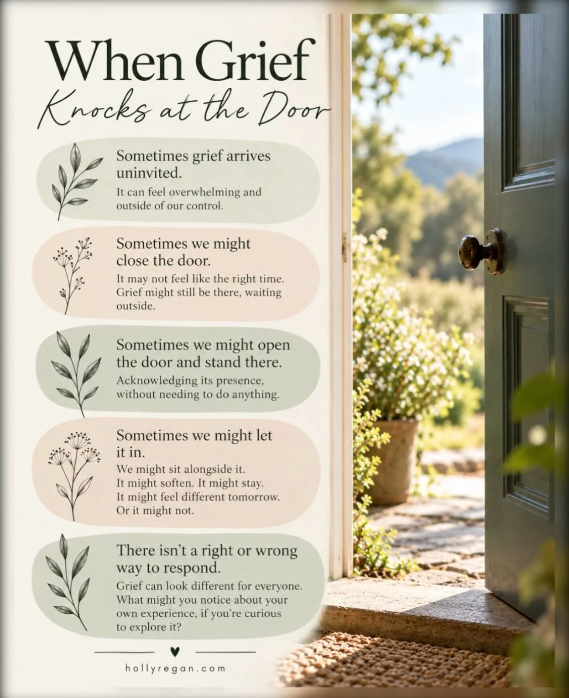 Not every emotion needs an answer. Not every feeling needs to change. And not every experience needs to become a lesson.
Grief may soften, linger, change shape or remain deeply present throughout our lives.
Sometimes, the expectation that we should b