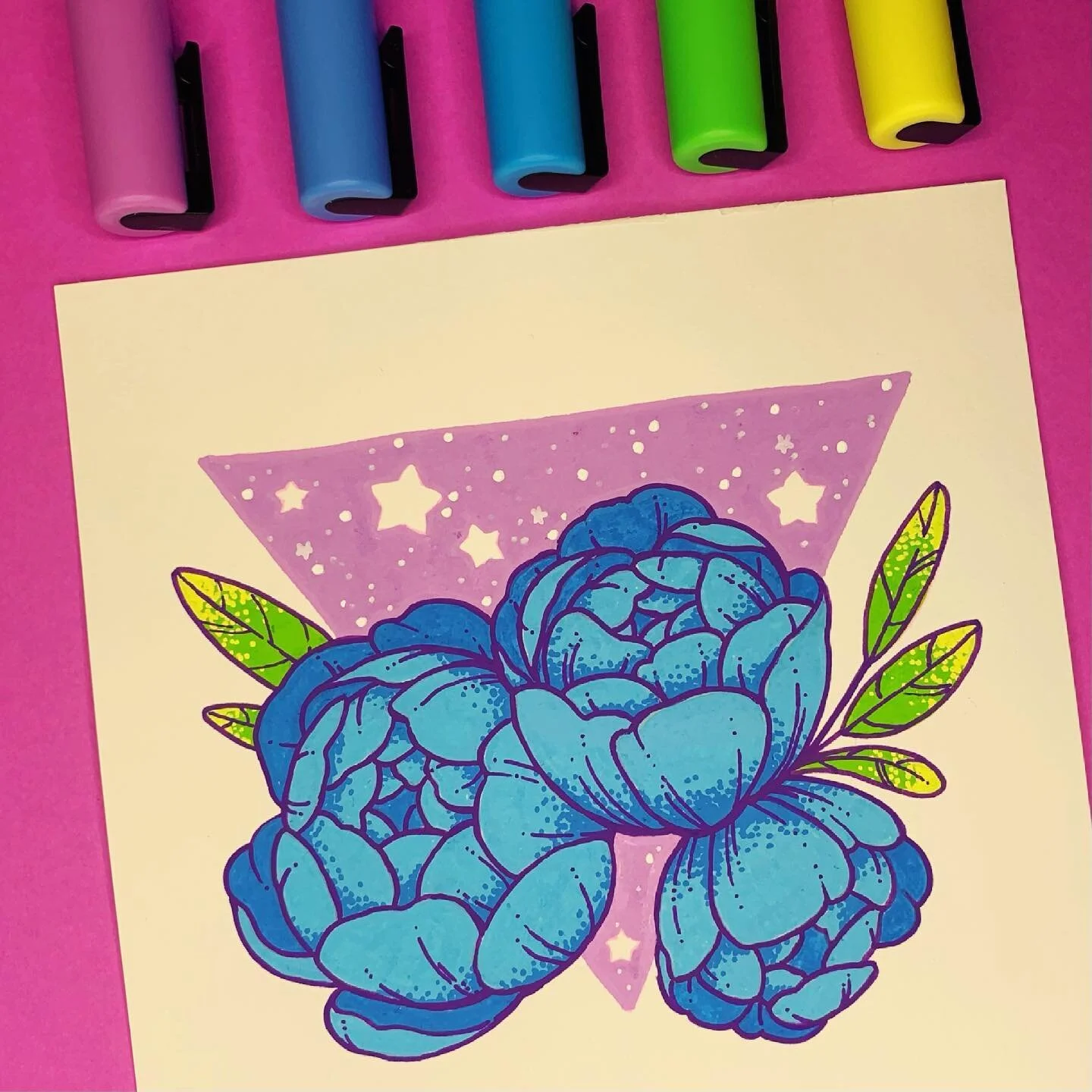 Peonies! #posca #poscapens #poscapaintpens #poscamarkers #poscaart #uniposca #paintpens #traditionalart #limitedpalette #illustration #artistoninstagram #acrylicmarker #peonies #peonyart #flower #flowerart