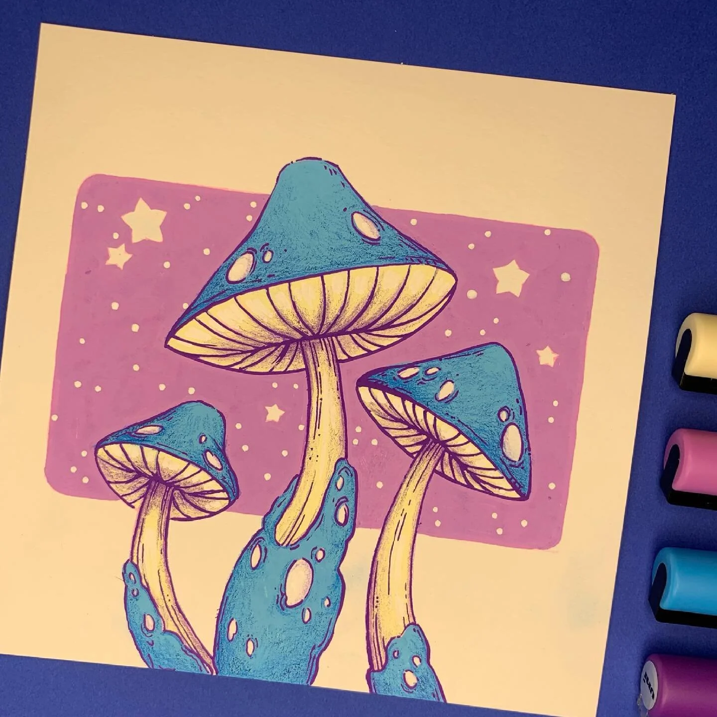 Added a little bit of colored pencil to see how it looked. Not sure how I like it? Let me know if you do! #posca #poscapens #poscapaintpens #poscamarkers #poscaart #uniposca #paintpens #traditionalart #limitedpalette #illustration #artistoninstagram 