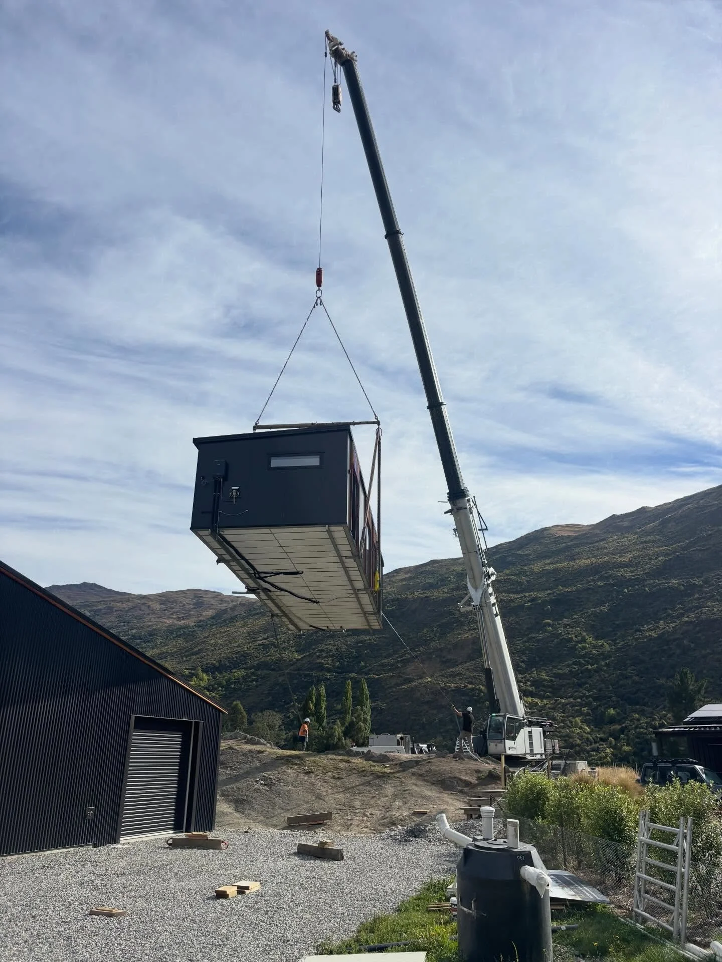 Big day on site in Gibbston 🏗️

At TCC we love a good excuse to bring out the big machines&hellip; so we called the crew at Smith Cranes to work their magic and lift this lovely lady into place.

She arrived in style, delicately lifted into position