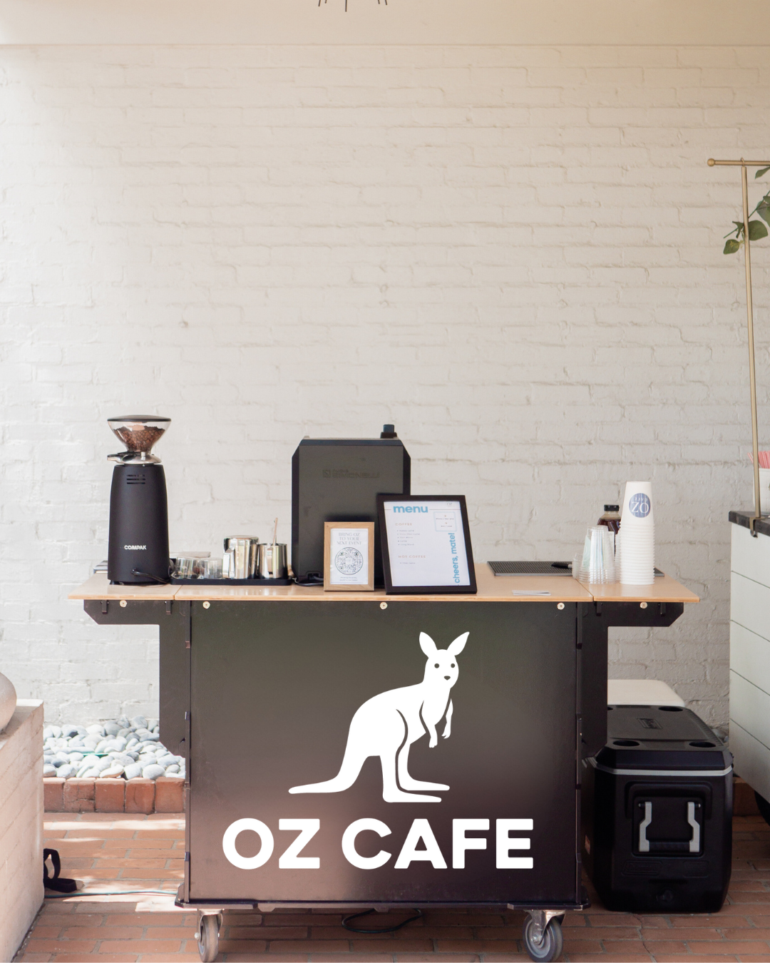 Oz Cafe mobile coffee cart setup for a private event in Beaumont, TX with specialty coffee