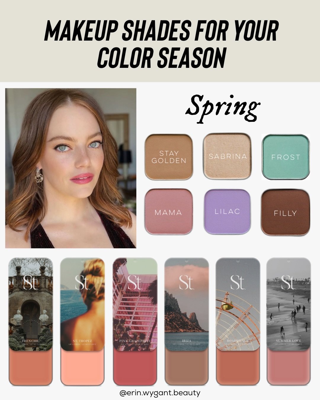 Makeup for color seasons 🌱🌻🍂❄️

For me, I feel like when I&rsquo;m giving makeup shade advice I mostly focus on warm vs. cool tones and high vs. low contrast between skin/eye/hair colors. So for me, this is how I interpret the color seasons:

🌱 S