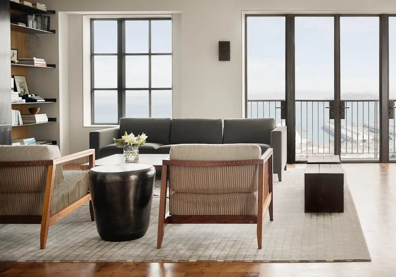 Living room with panoramic city views in a Telegraph Hill residence