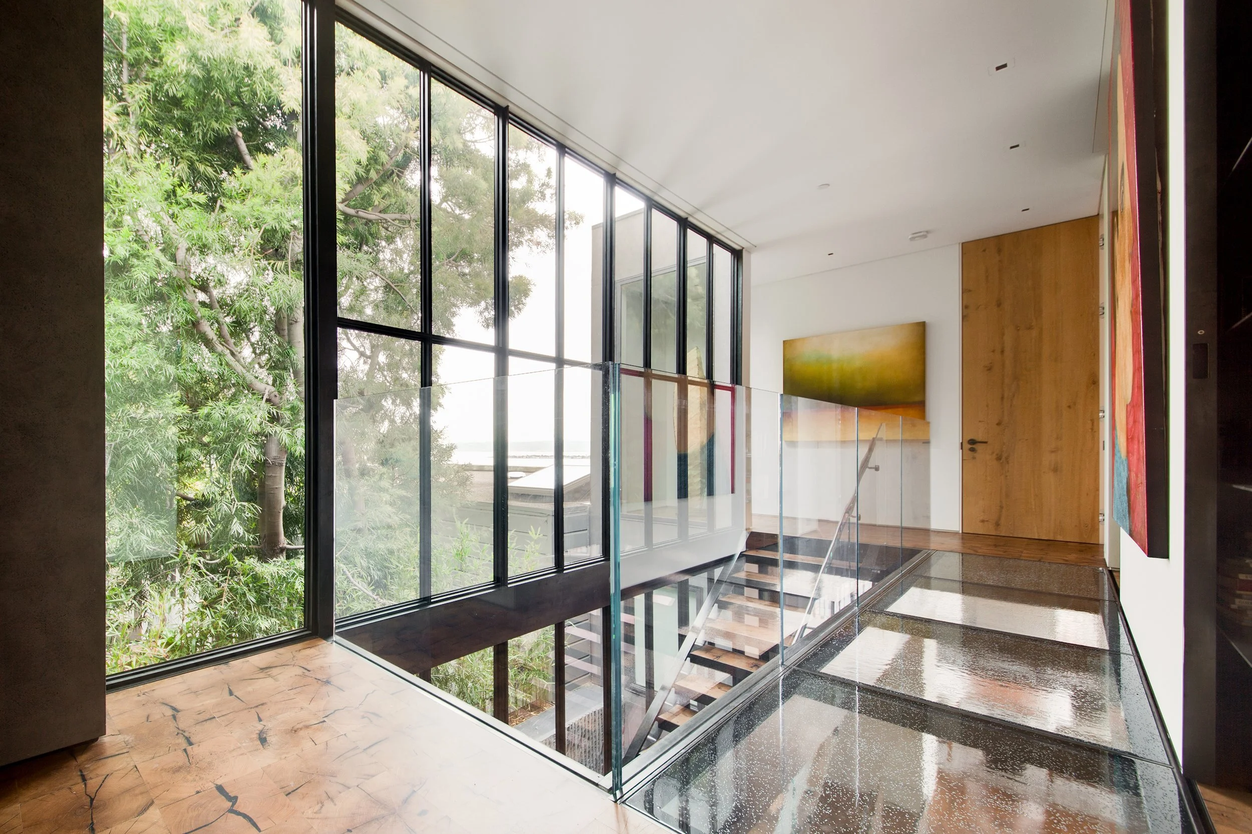 Light-filled hallway in a remodeled Telegraph Hill residence
