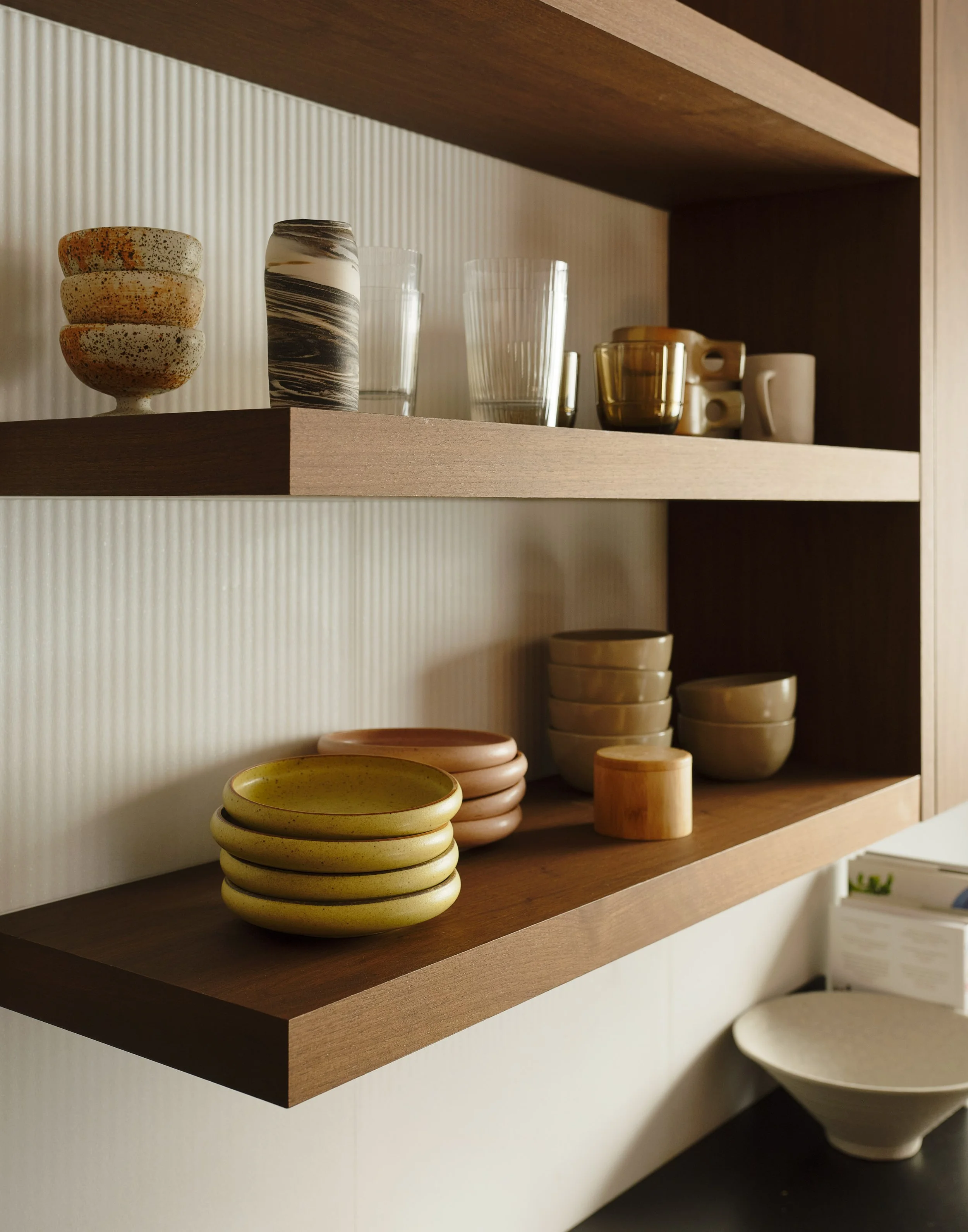 Modern kitchen interior with custom wood cabinetry