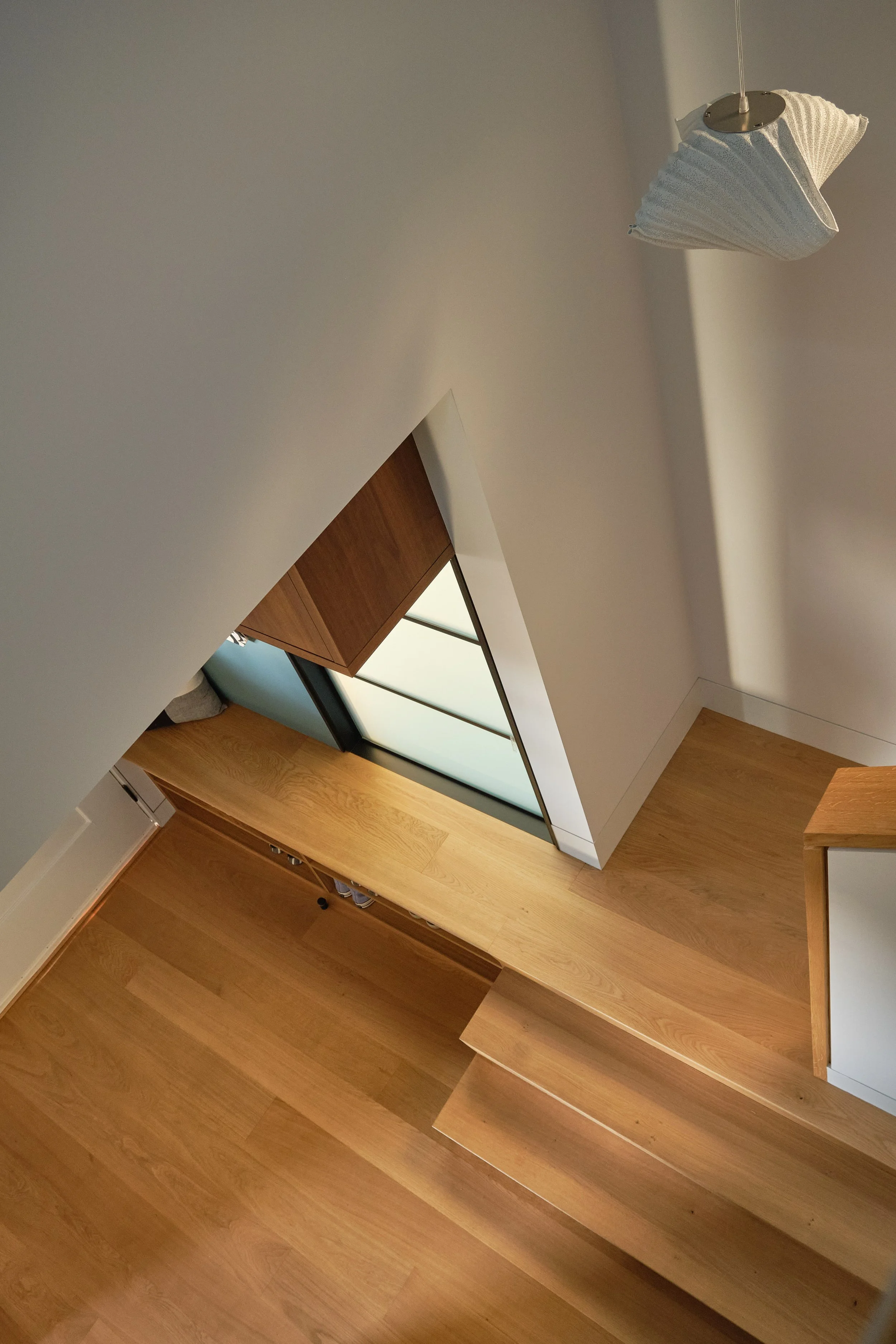 Modern entryway in the renovated Craftsman home