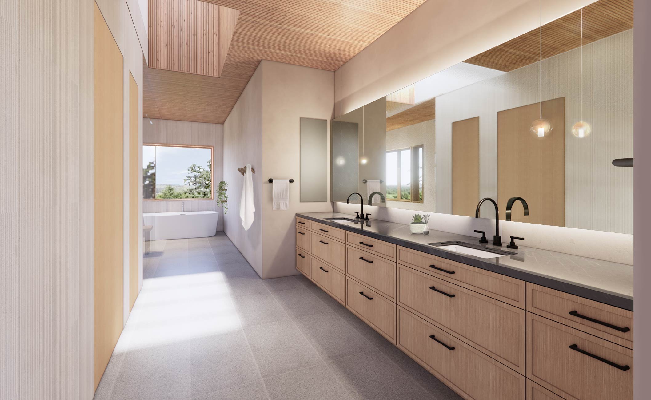 sleek bathroom interior with custom finishes  at santa rosa residence, remodel by bay area architects studio ovo