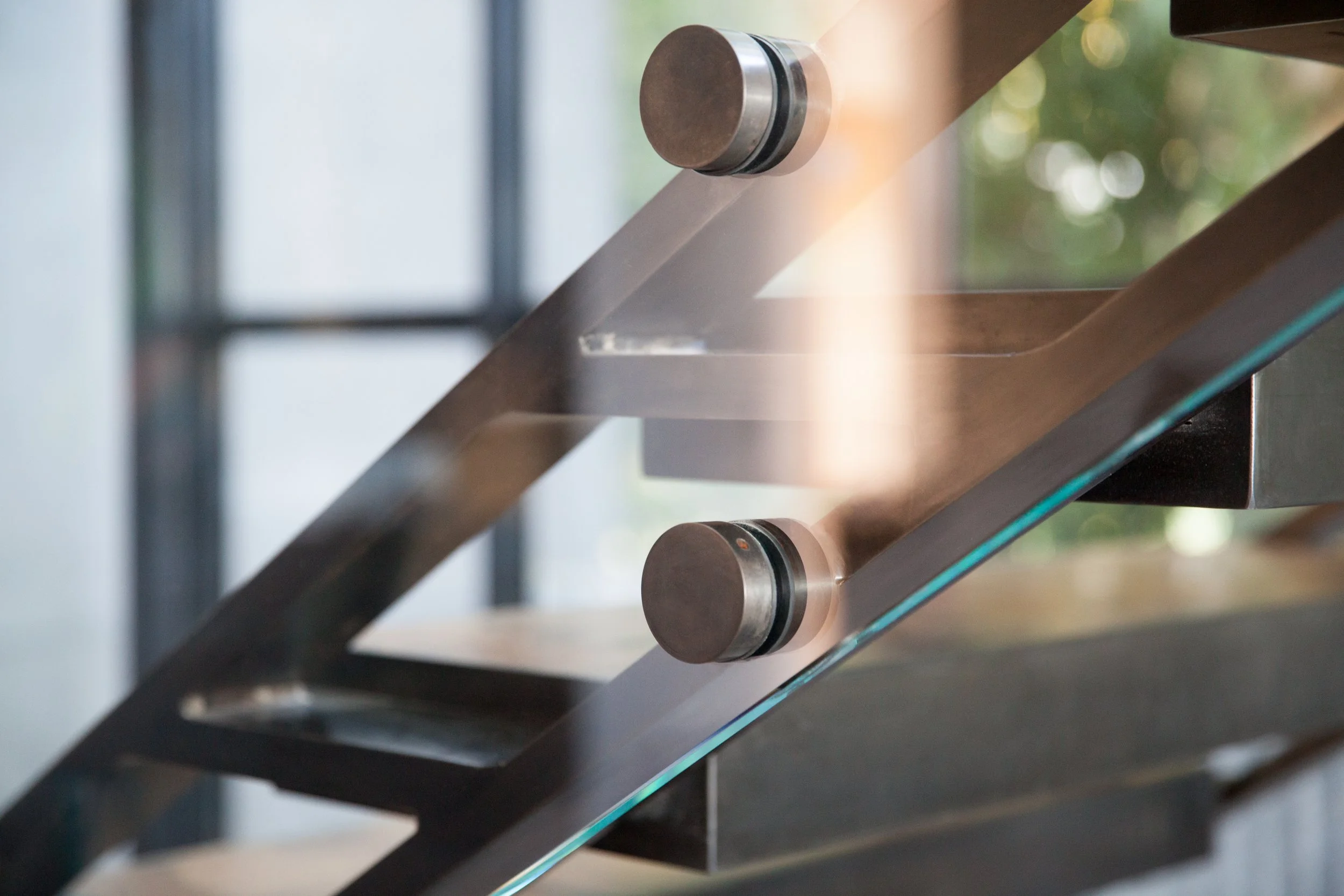 Steel and glass staircase detail in a Telegraph Hill residence