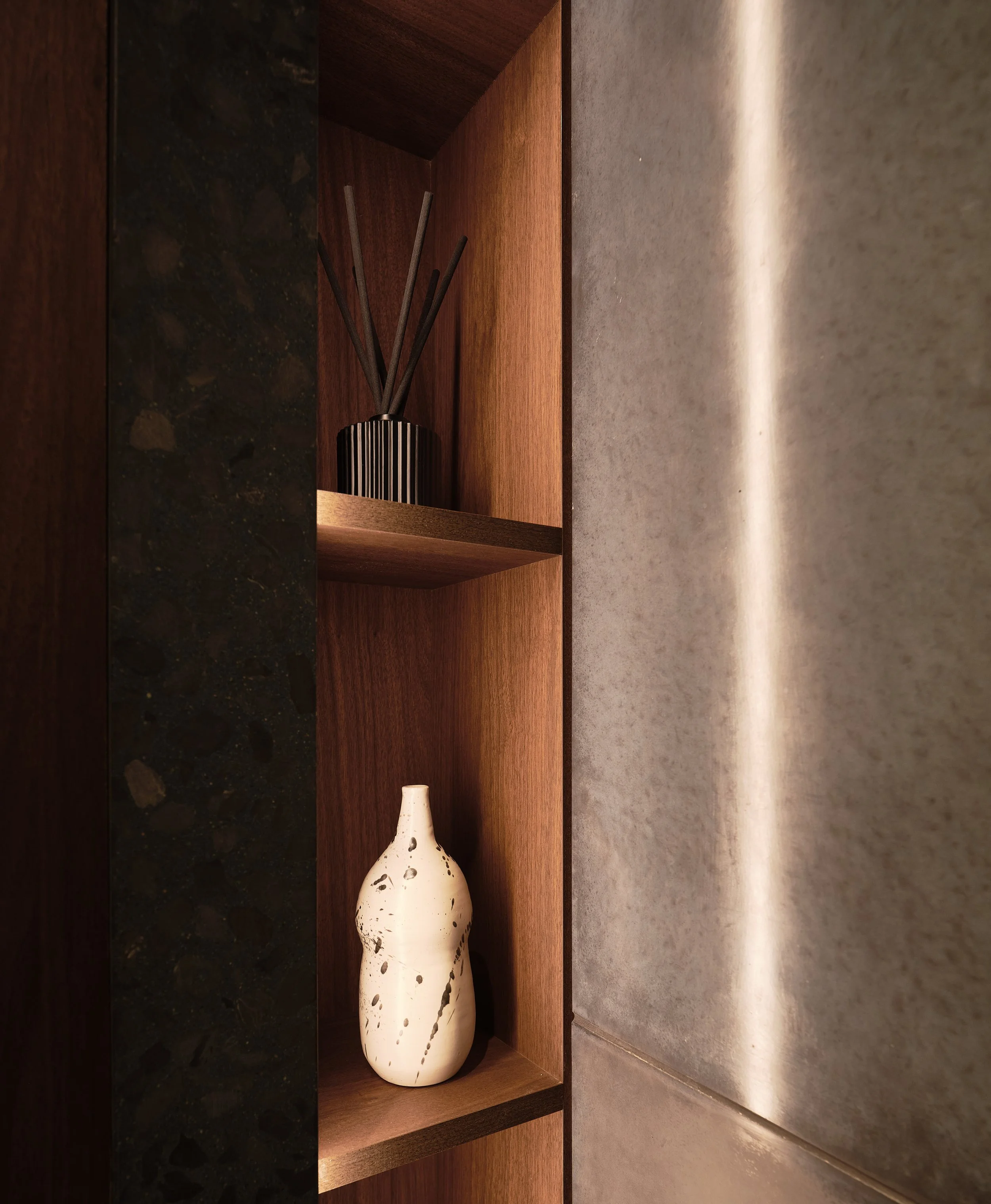 Contemporary interior with custom architectural details 
