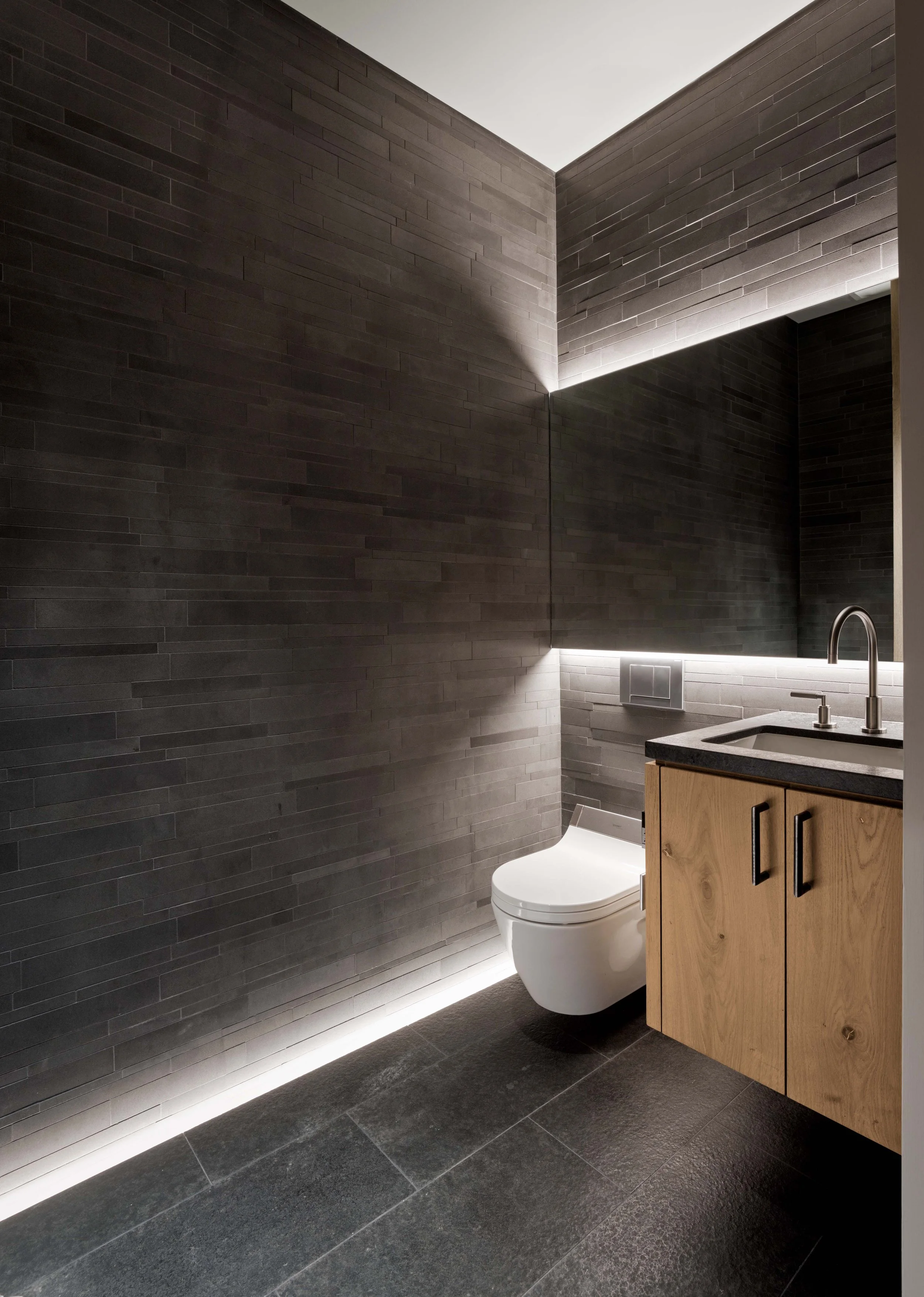 Custom lighting and contemporary finishes in a Telegraph Hill residence bathroom