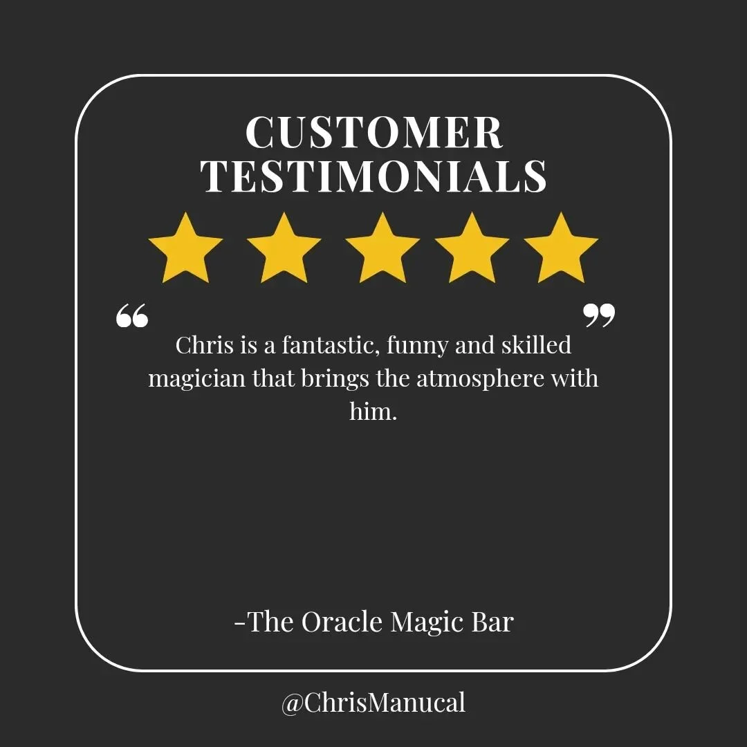 5 stars from my favourite bar ever!

#magic #magician #magictricks #closeupmagic #weddingentertainment #wedding #entertainment # companyevents #corporatevents #wigan #manchester #liverpool #visitmanchester #illusion #positivereviews #cardtricks #even
