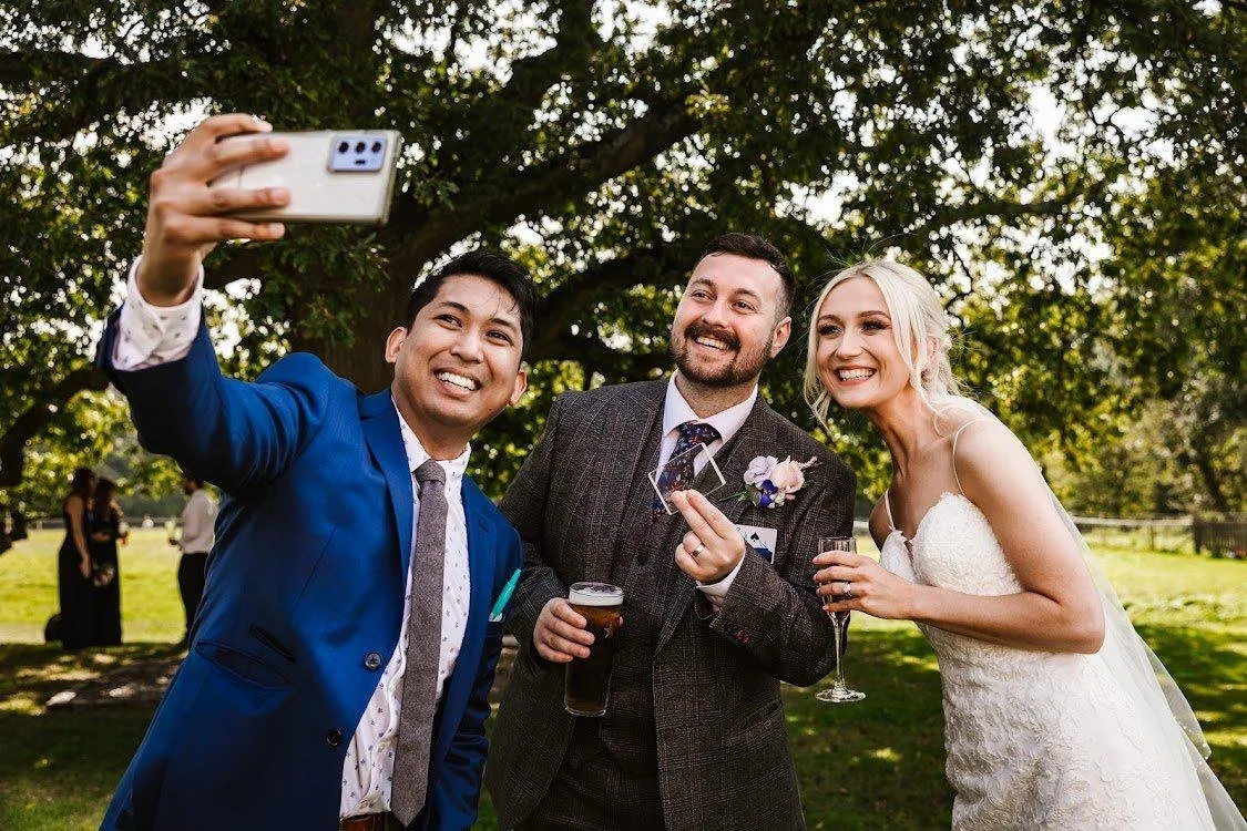 Selfie with Wedding Couple after Magic trick with a glass block