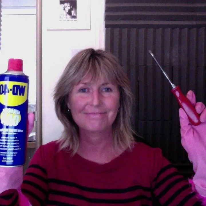 Back in the day - 2017, only 9 years ago! 

Boy how the #VO #voiceover Industry has changed!! Remember those amazing purple PrimaLT ISDN boxes?? 🤣 

This is me, doing some regular cleaning of the inside of the box, cleaning the dust off the contacts