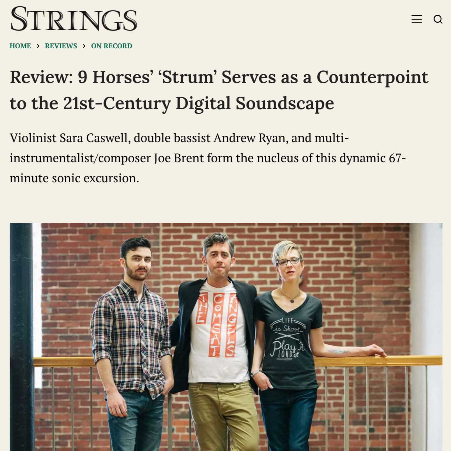STRINGS - Review: 9 Horses’ ‘Strum’ Serves as a Counterpoint to the 21st-Century Digital Soundscape