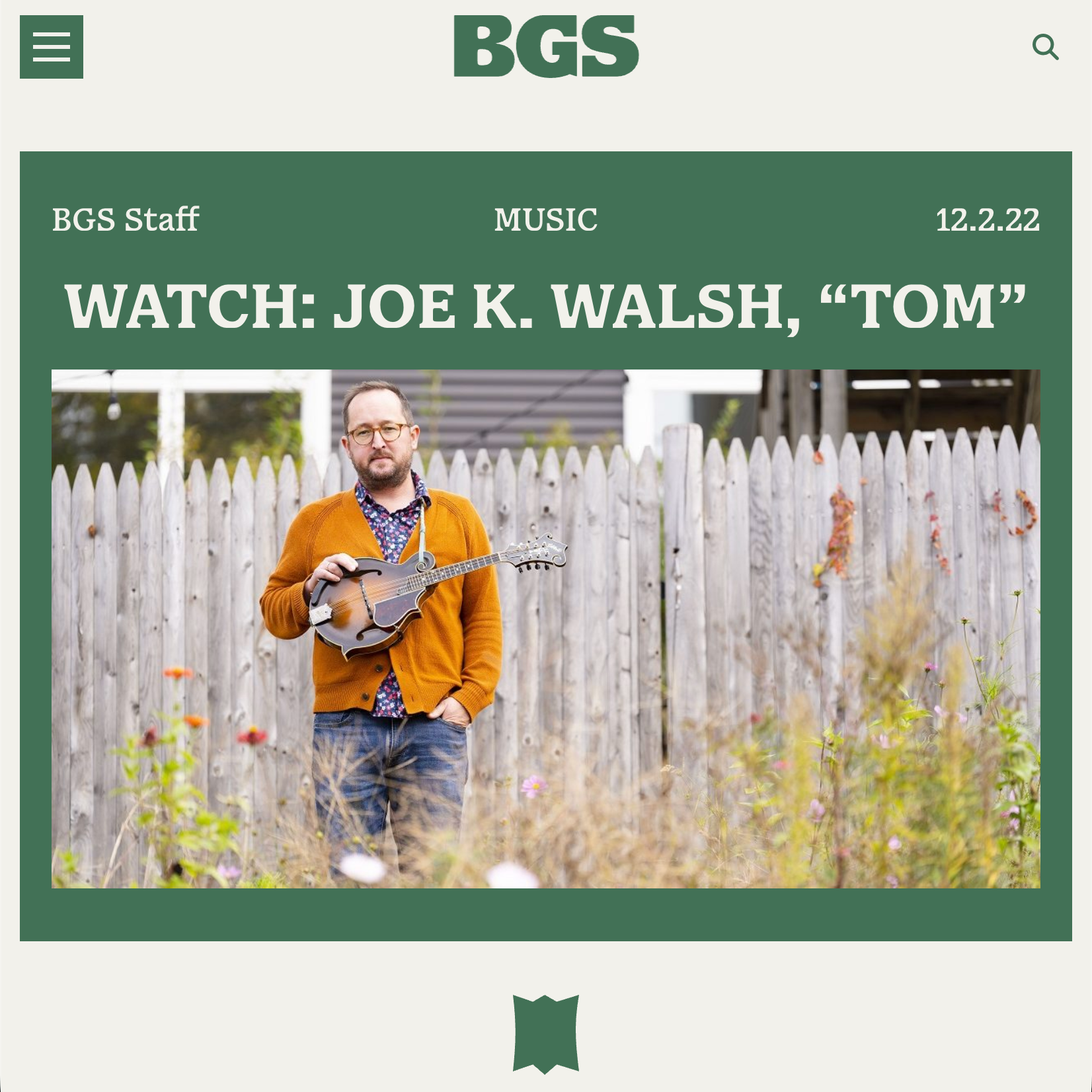 THE BLUEGRASS SITUATION - WATCH: Joe K. Walsh, “Tom”