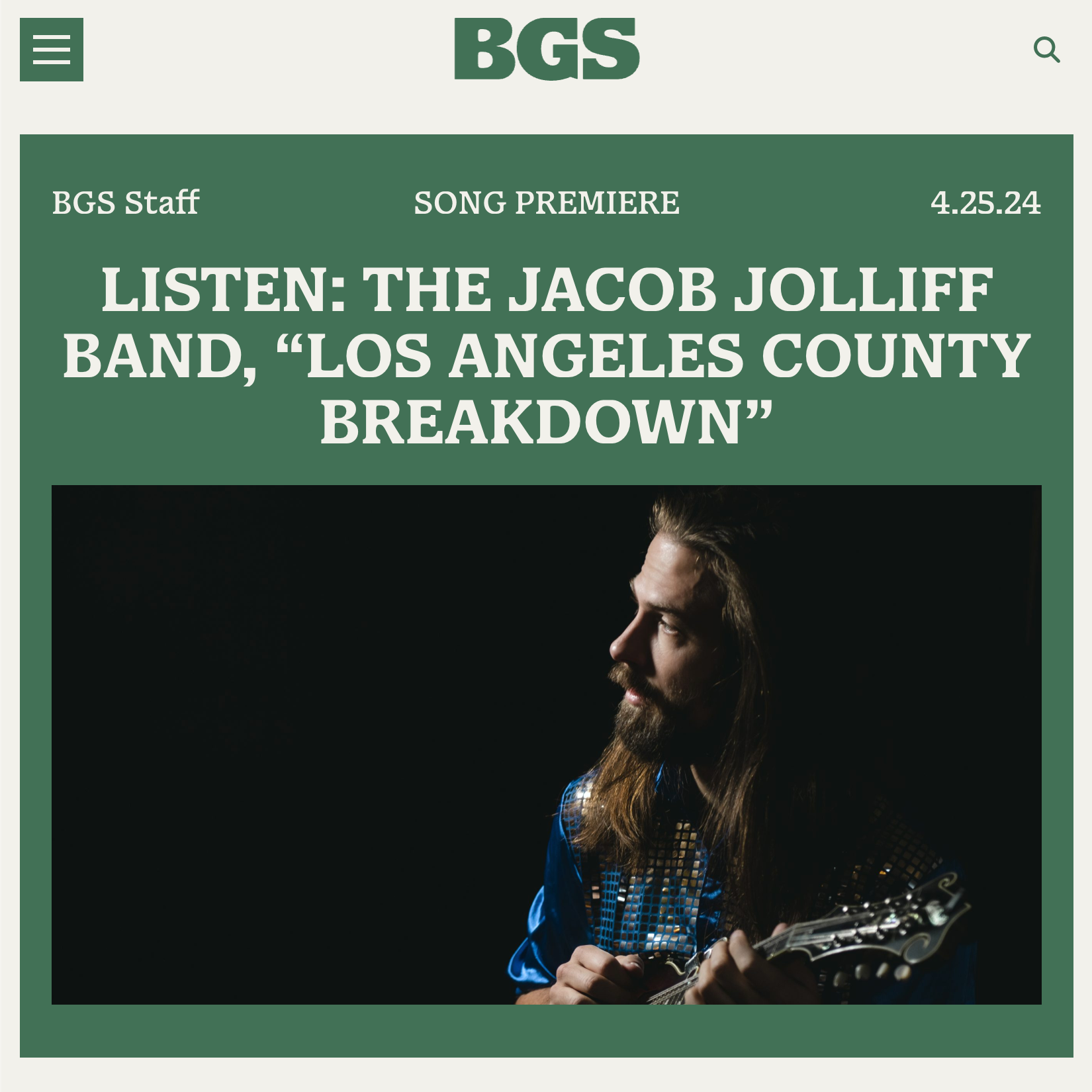 THE BLUEGRASS SITUATION - LISTEN: The Jacob Jolliff Band, “Los Angeles County Breakdown”