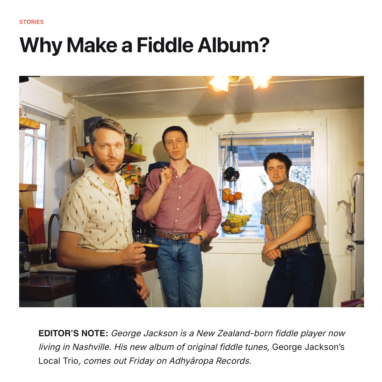 NO DEPRESSION on George Jackson's Local Trio - Why Make a Fiddle Album?