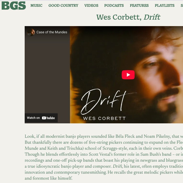 THE BLUEGRASS SITUATION - Wes Corbett Drift, Class of 2025 Best in Bluegrass