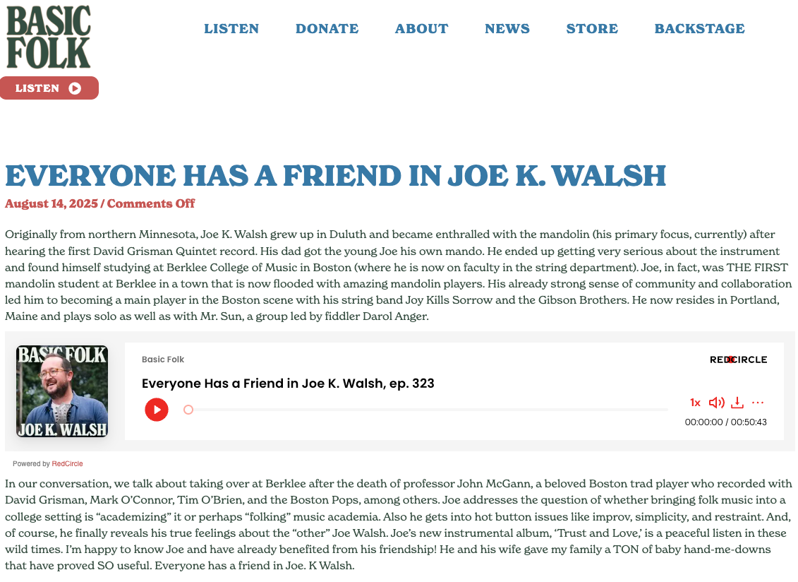BASIC FOLK: Everyone Has a Friend in Joe K. Walsh