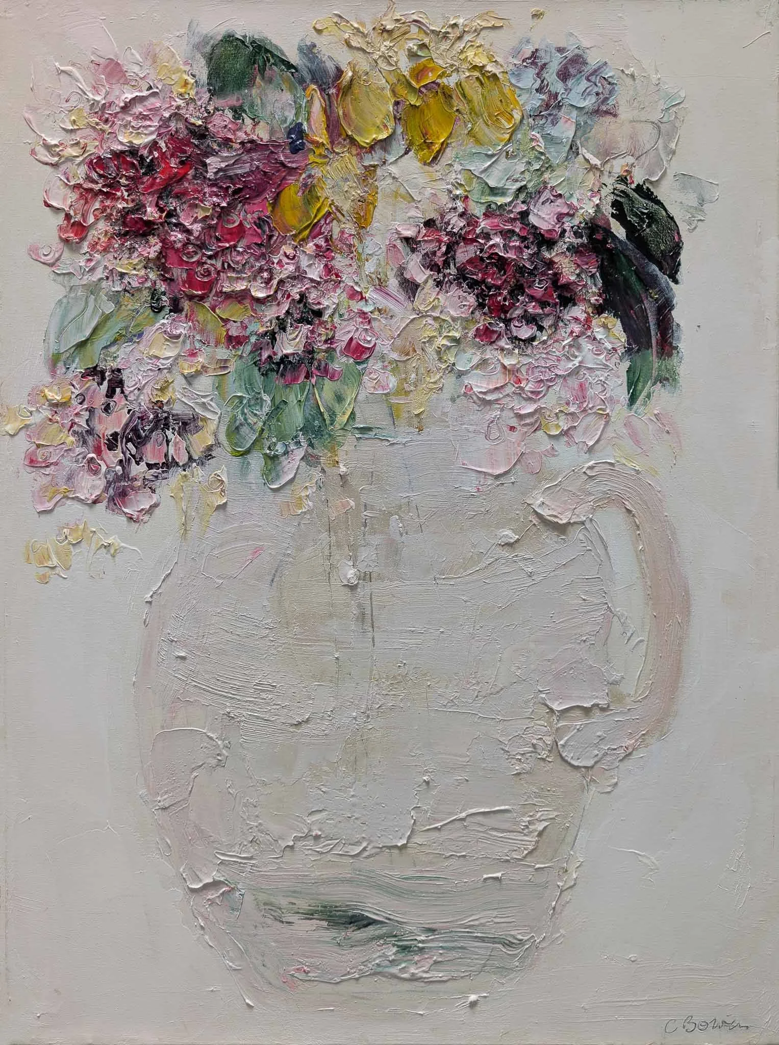 Hydrangea Jug I | Impasto acrylic on canvas | 50 x 70 cm 