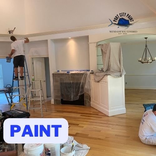 t james ceiling trim floors wallpaper removal interior paint port city paint final cut before second coat.jpg