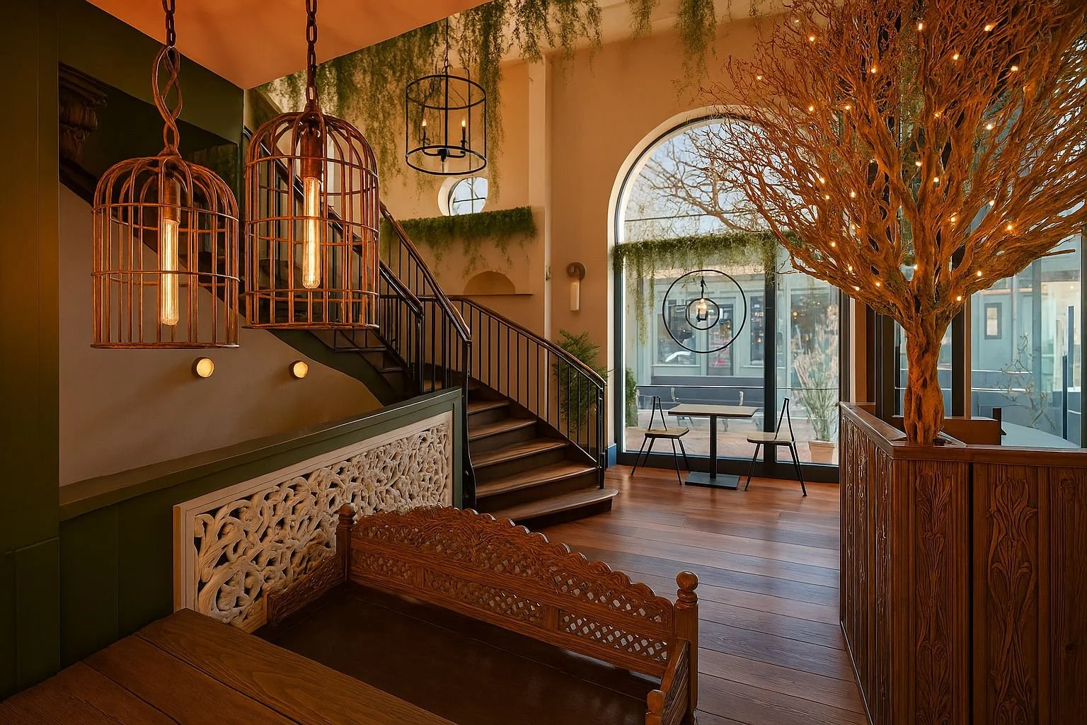 mowgli newcastle restaurant fit out entrance and stairs