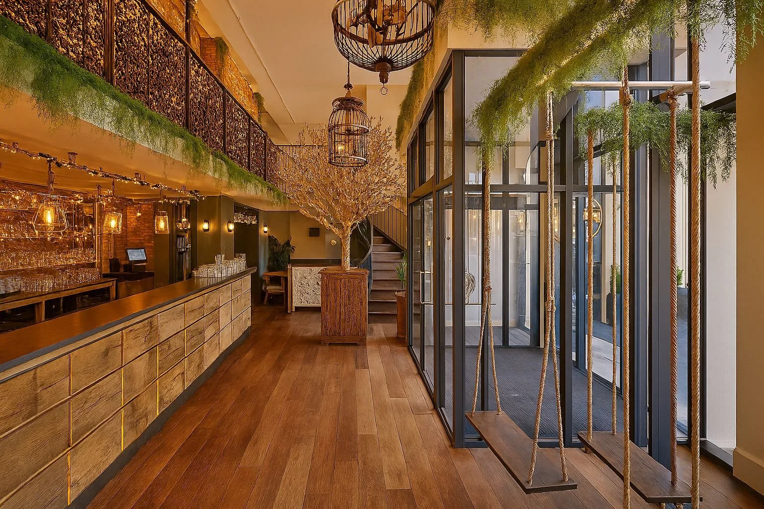 mowgli newcastle restaurant fit out entrance and bar