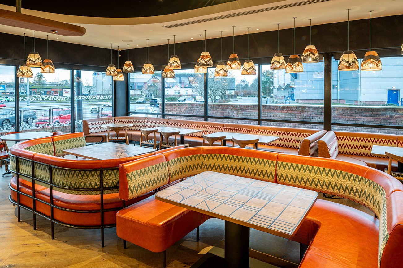 nando's kilmarnock fit out and refurbishment colourful seating