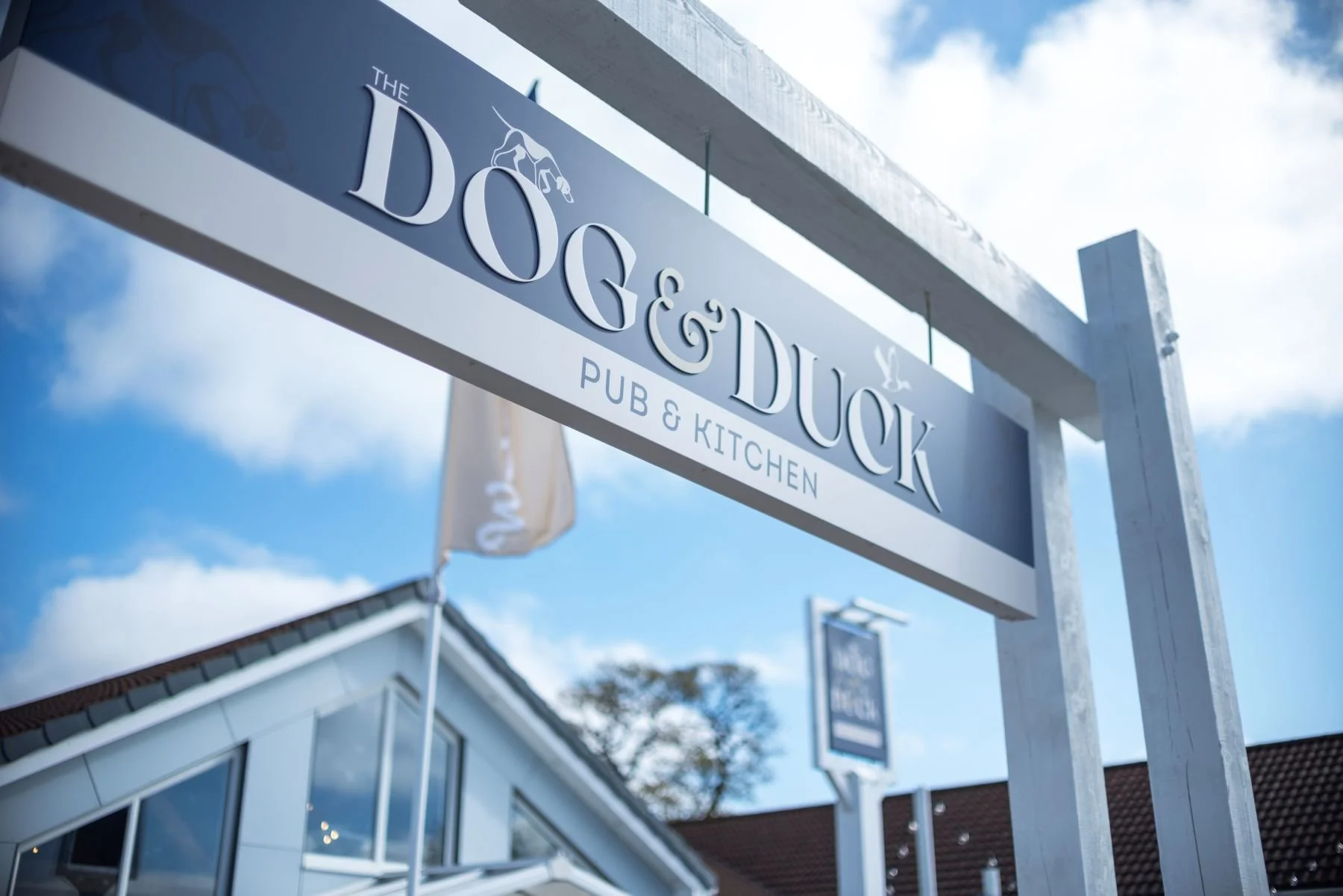 dog and duck new sign for pub and restaurant