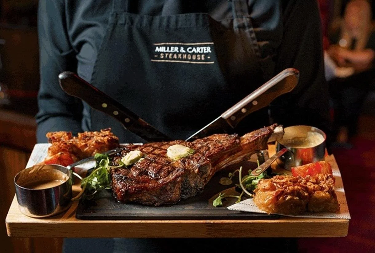 miller and carter steak on a serving board