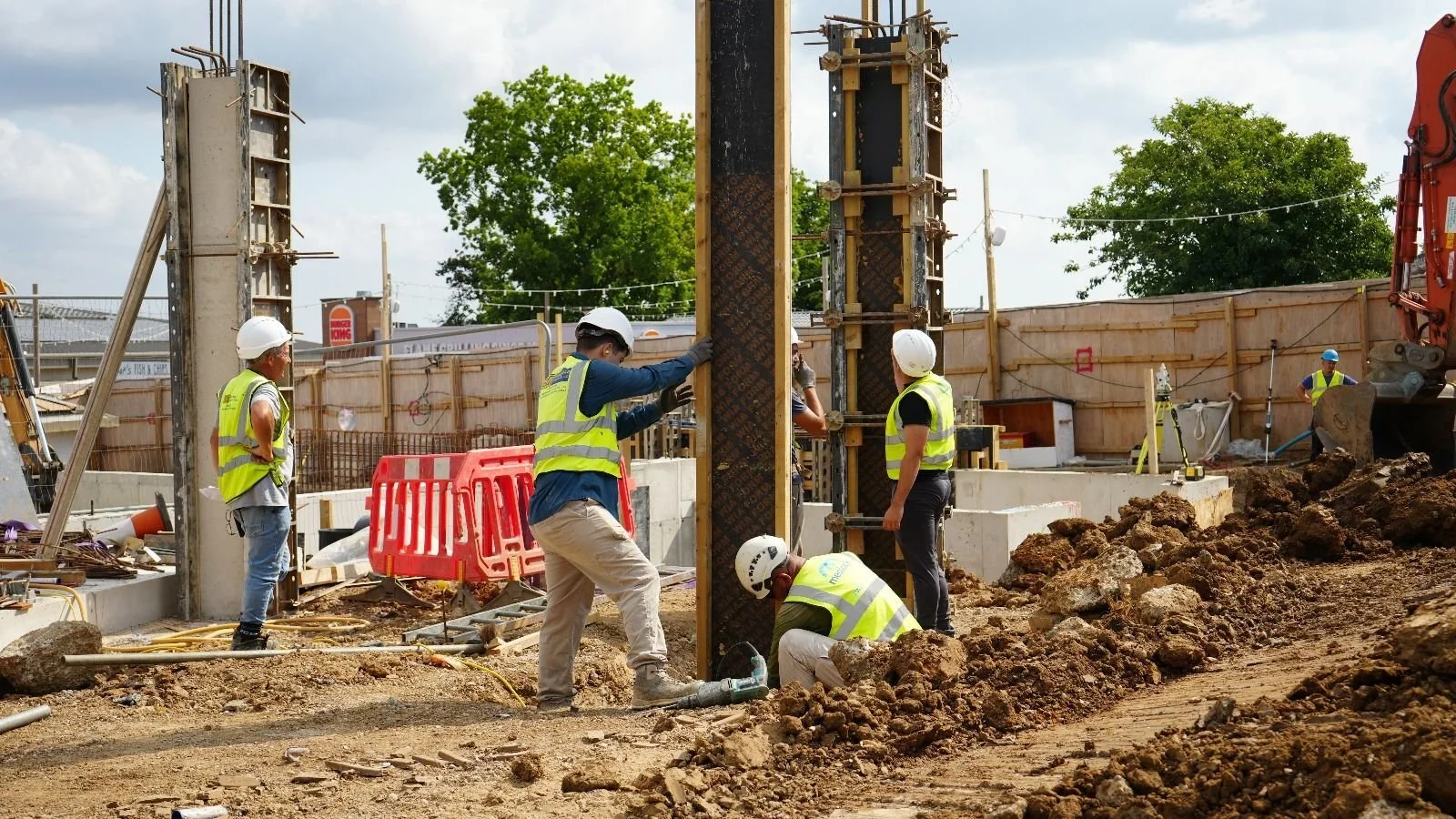 medlock workers and contractors working on the build of the newhaven kent coast splash park