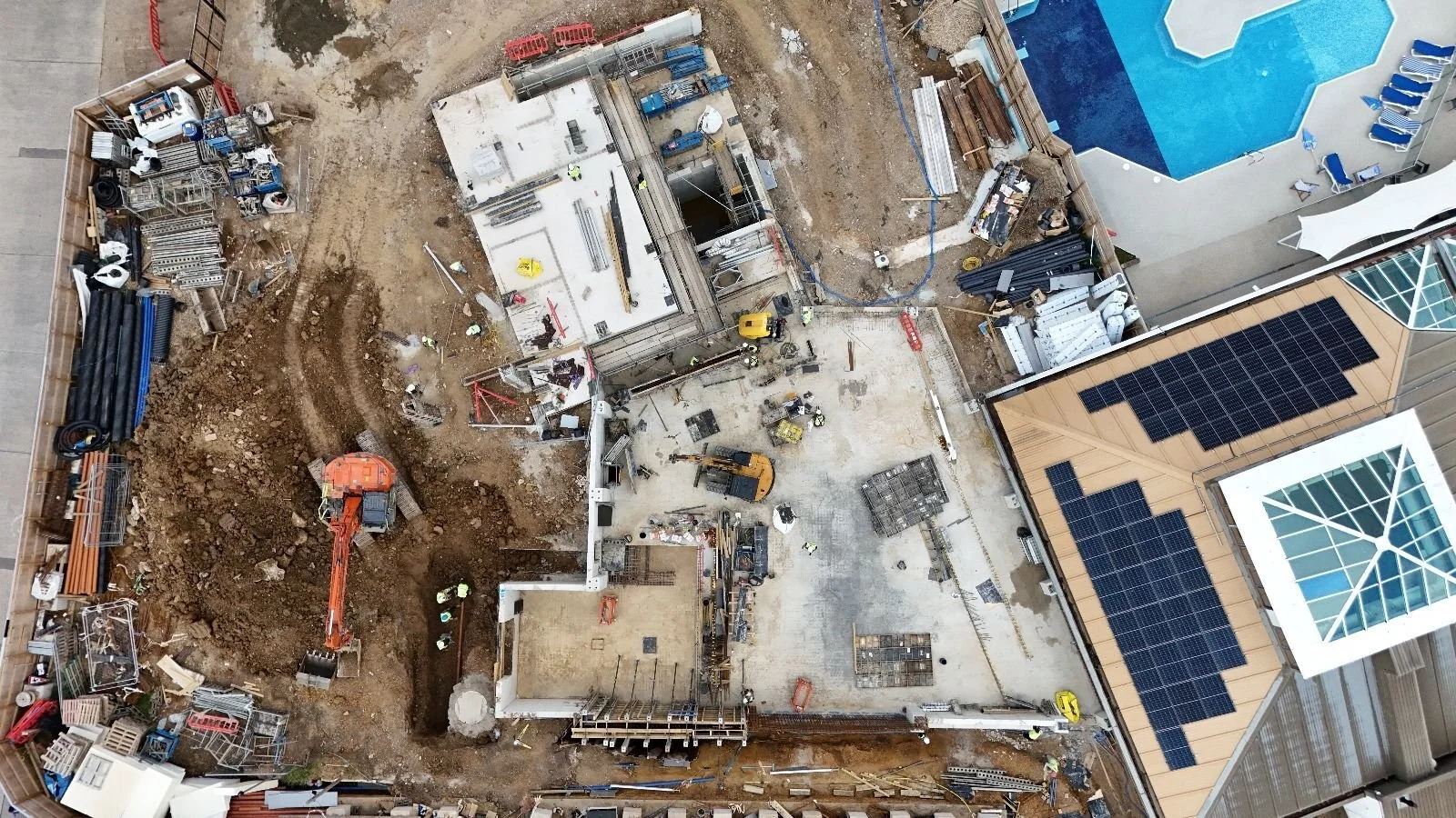 drone view of kent coast holiday park new swimming facilities