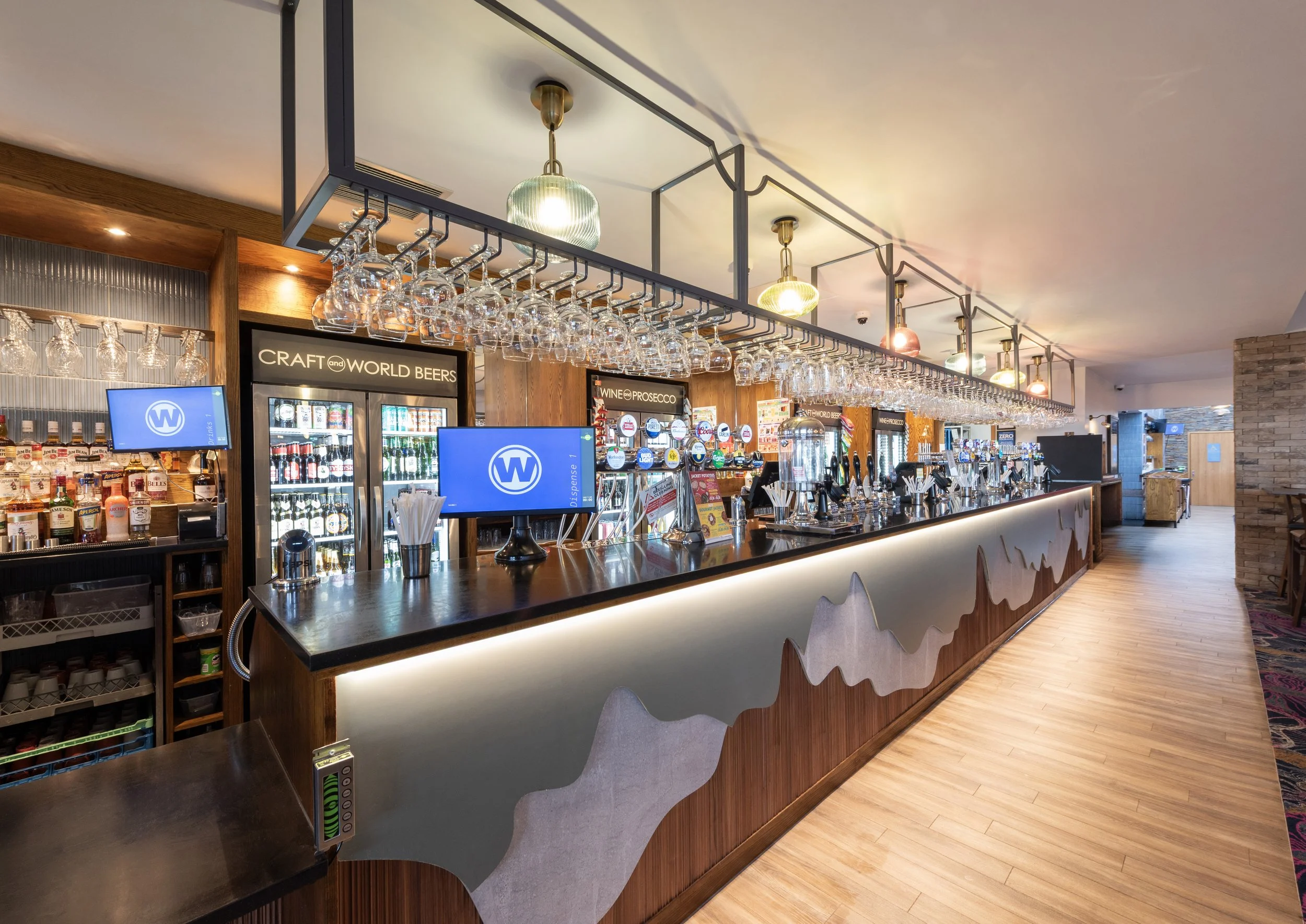 bar area inside the alfred wainwright new JD wetherspoon pub at haven lakeland holiday park