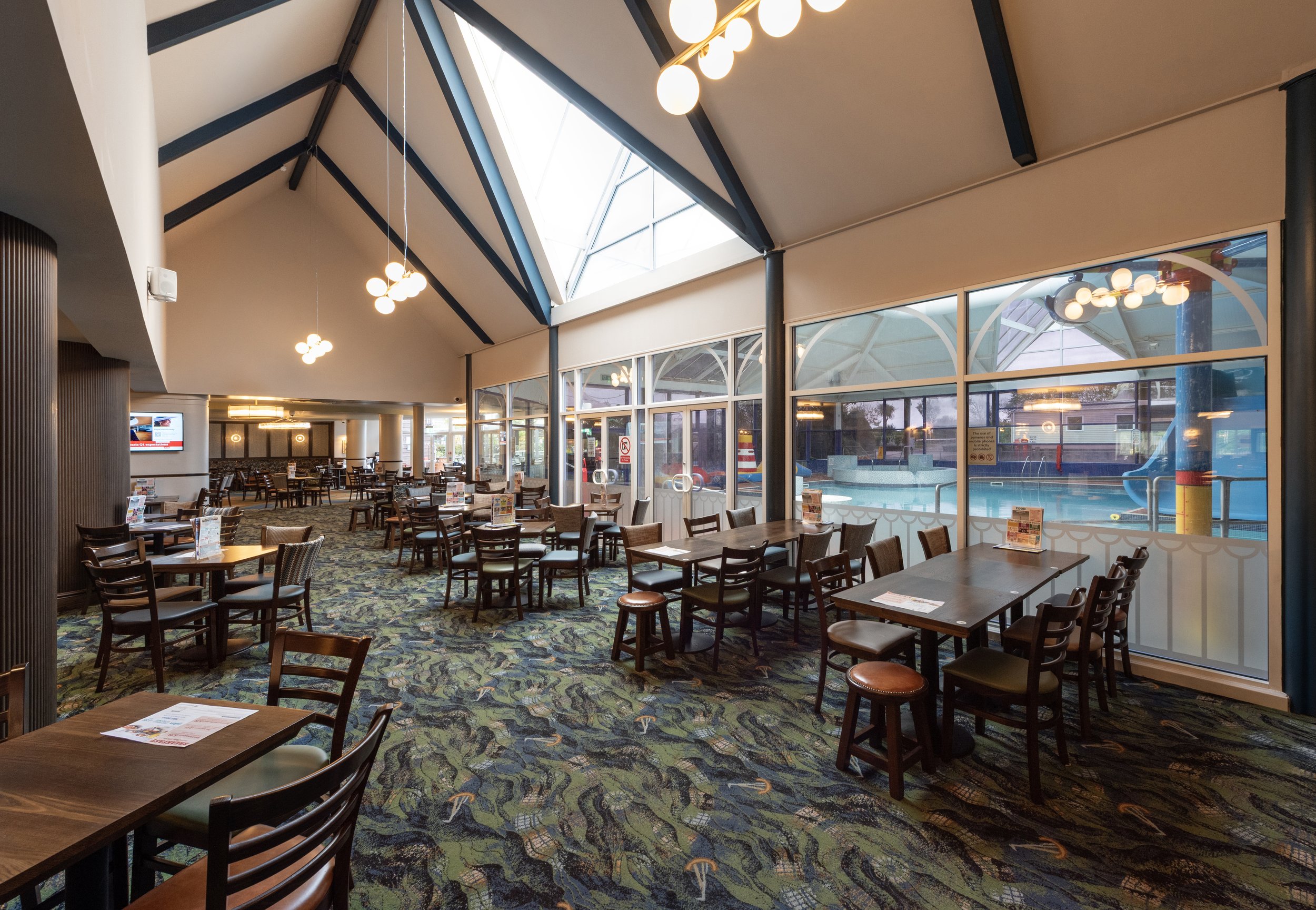 Haven Cala Gran Wetherspoons refurb Medlock frb indoor seating looking onto the pool